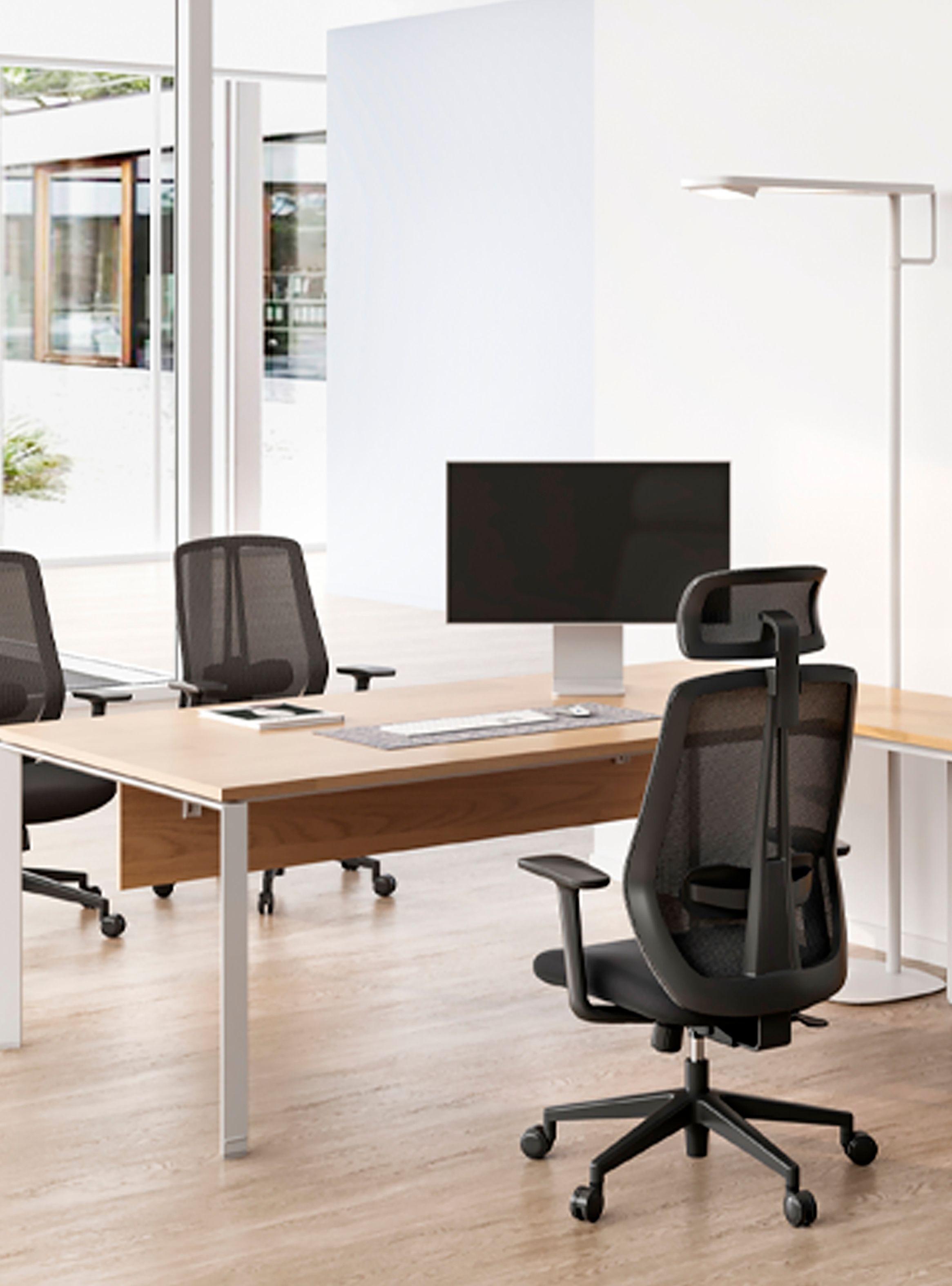 Silla Oficina One con cabecero Negro-8