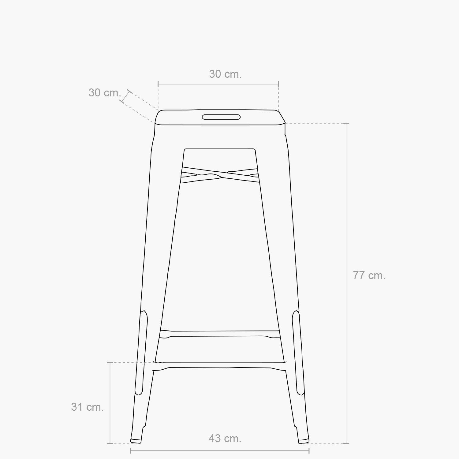 Taburete Alto 77 Tolix Rojo-5