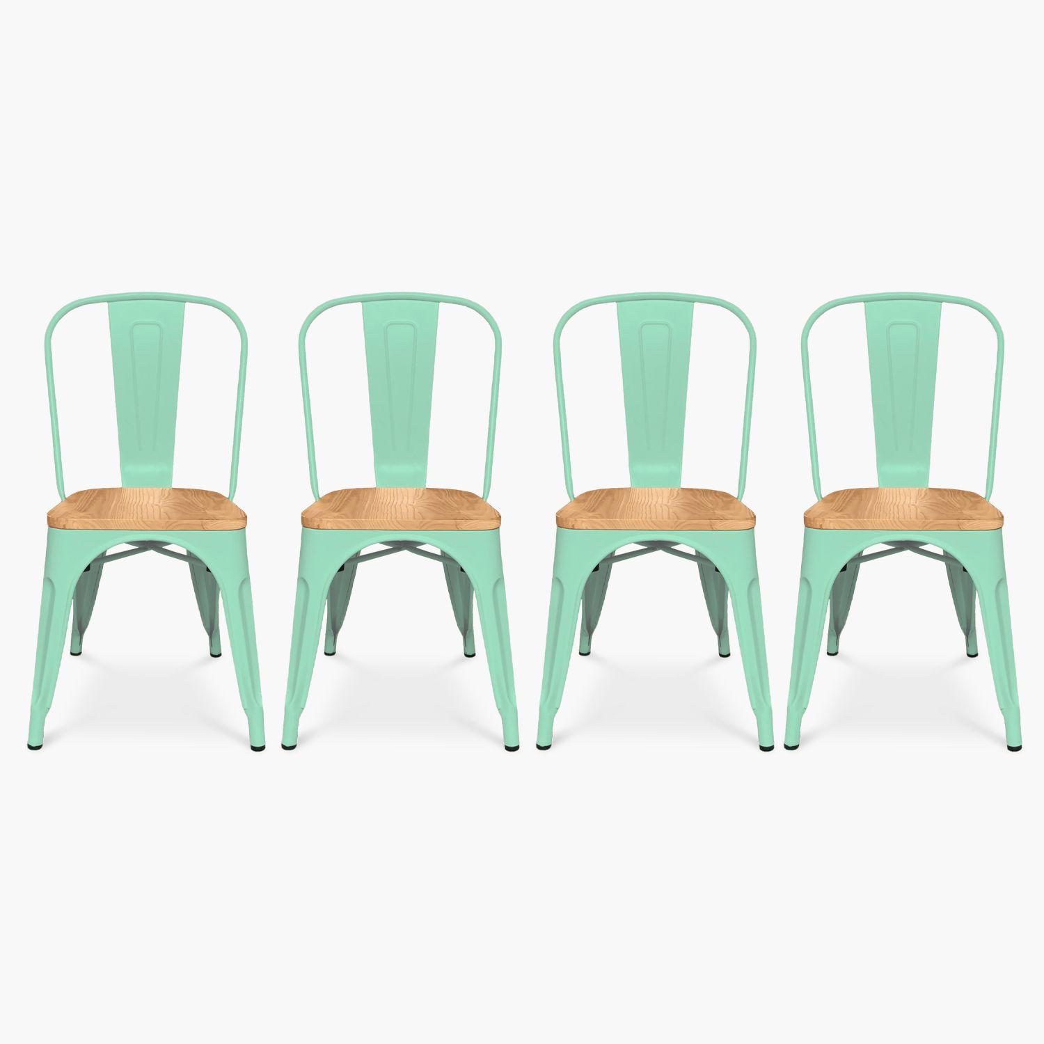 Pack 4 Sillas Tolix Asiento Madera Menta-0