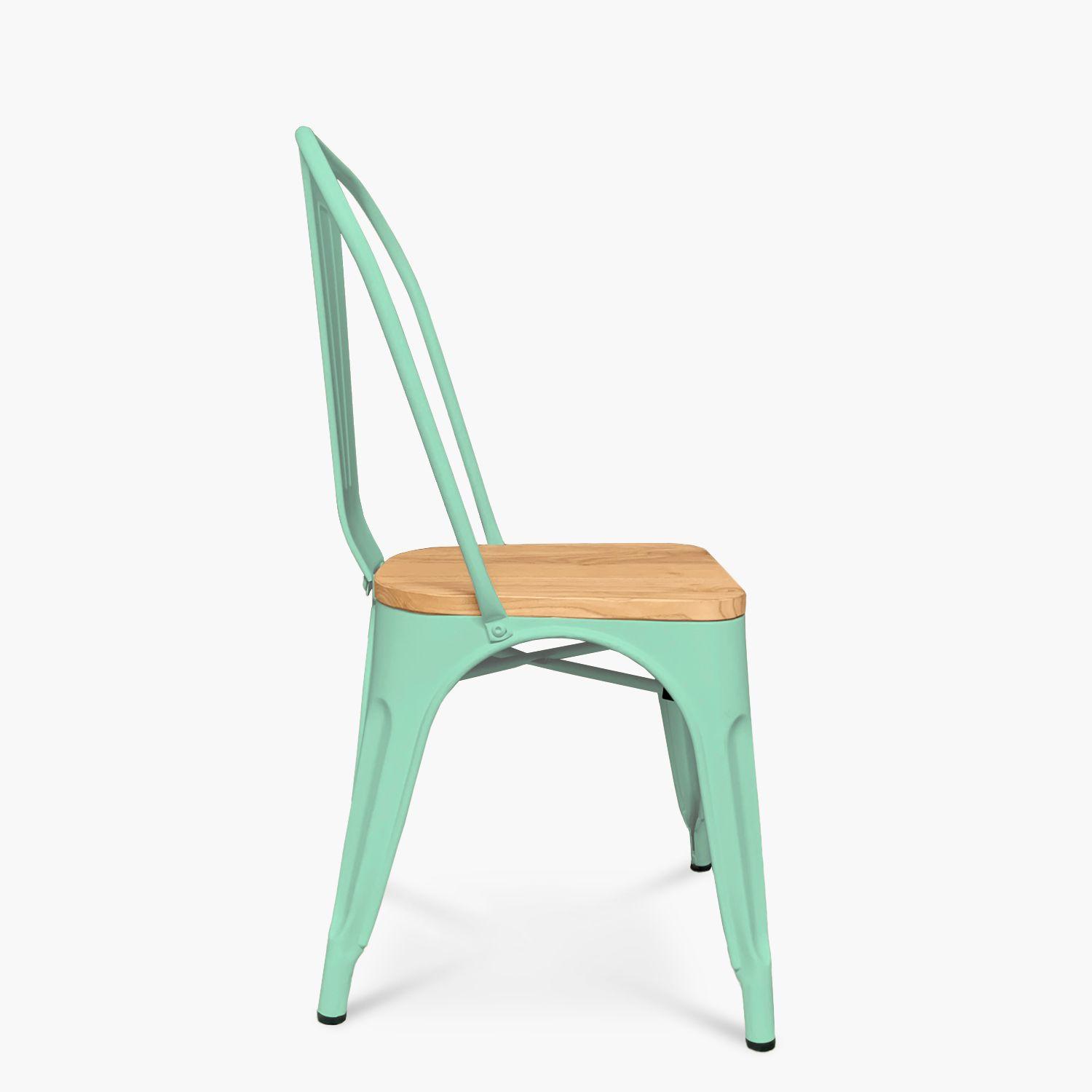 Pack 4 Sillas Tolix Asiento Madera Menta-3