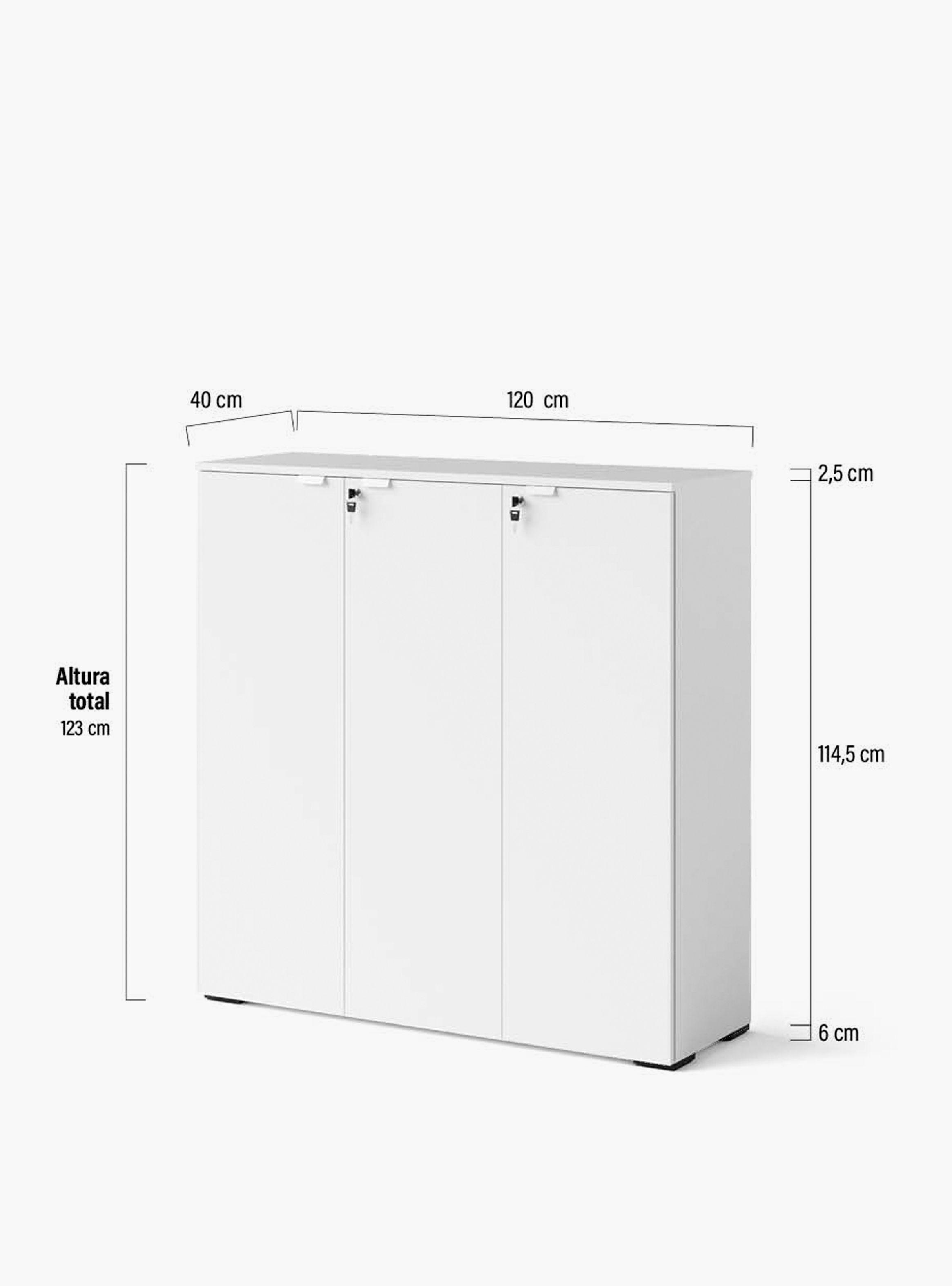 Gabinete Oficina Medio Space 3 puertas 120 Blanco-4