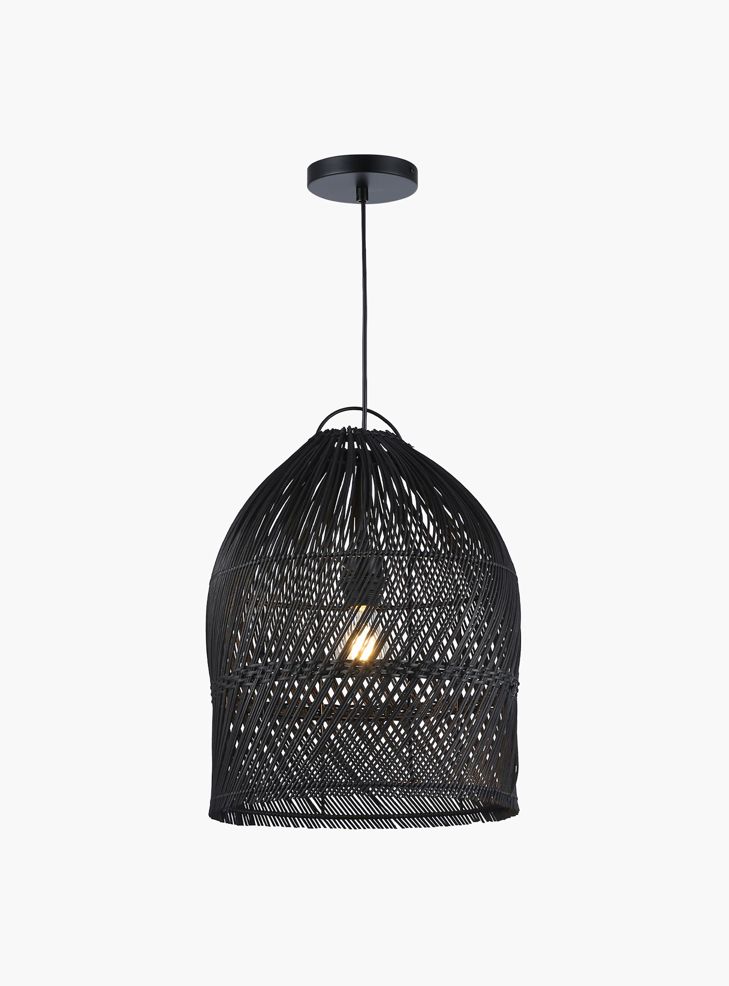 Lámpara de Colgar Bali Rattan Negro-0