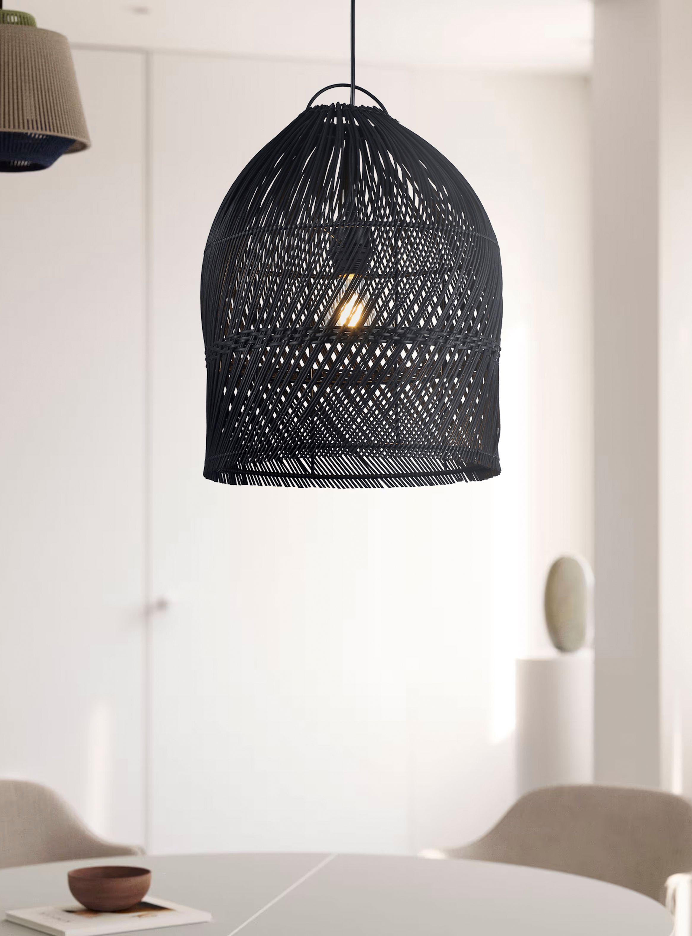 Lámpara de Colgar Bali Rattan Negro-1