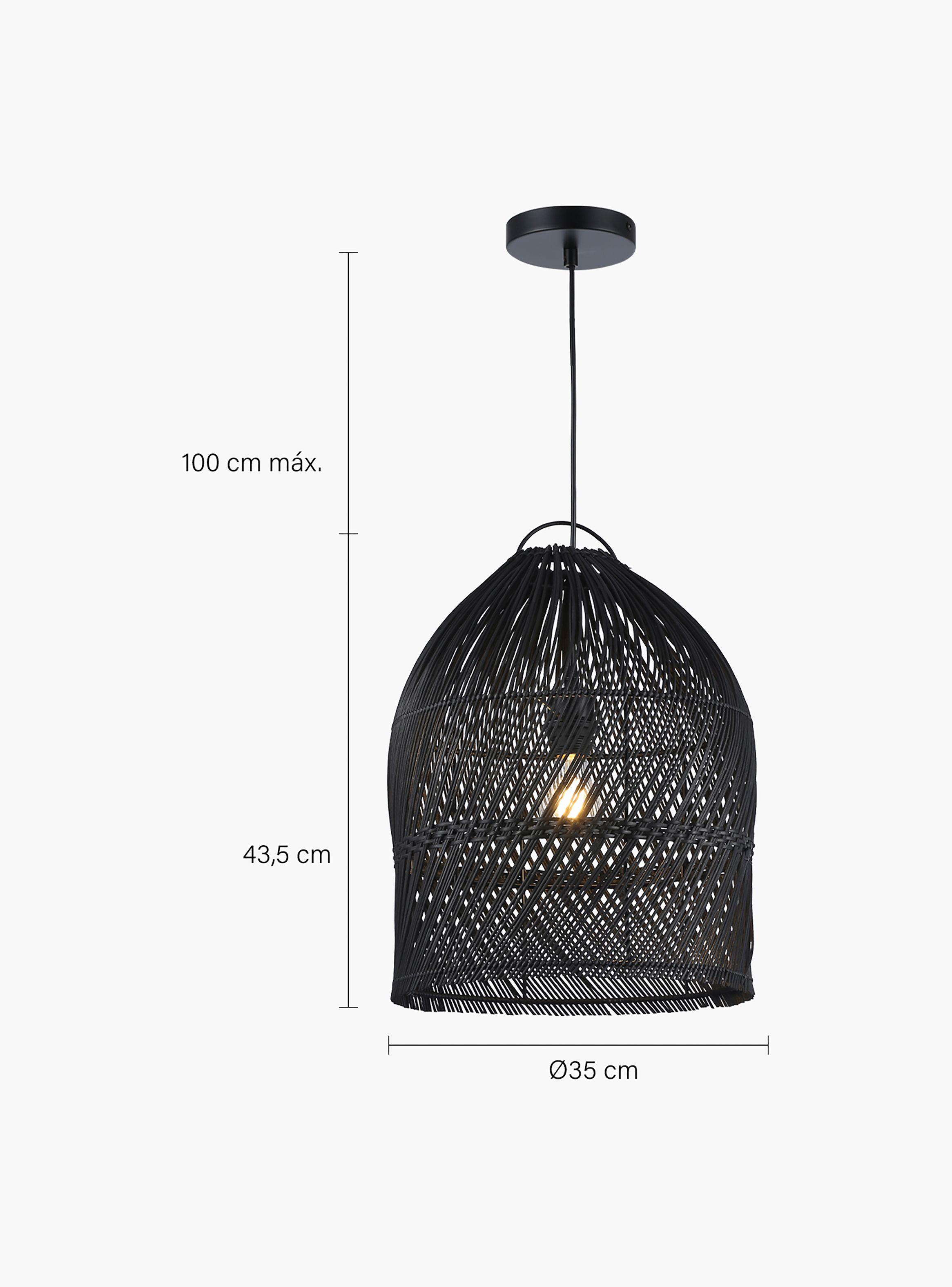 Lámpara de Colgar Bali Rattan Negro-5