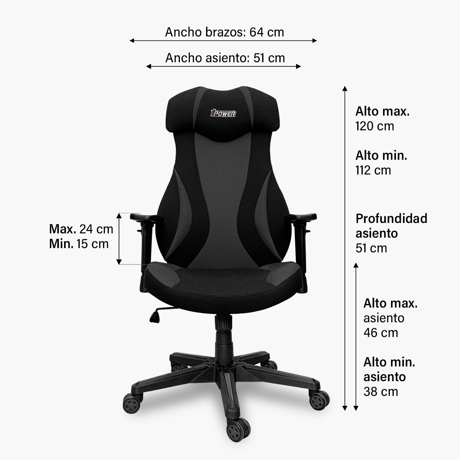 Silla Gamer Ipower ergonómica tapizado malla Negro-5