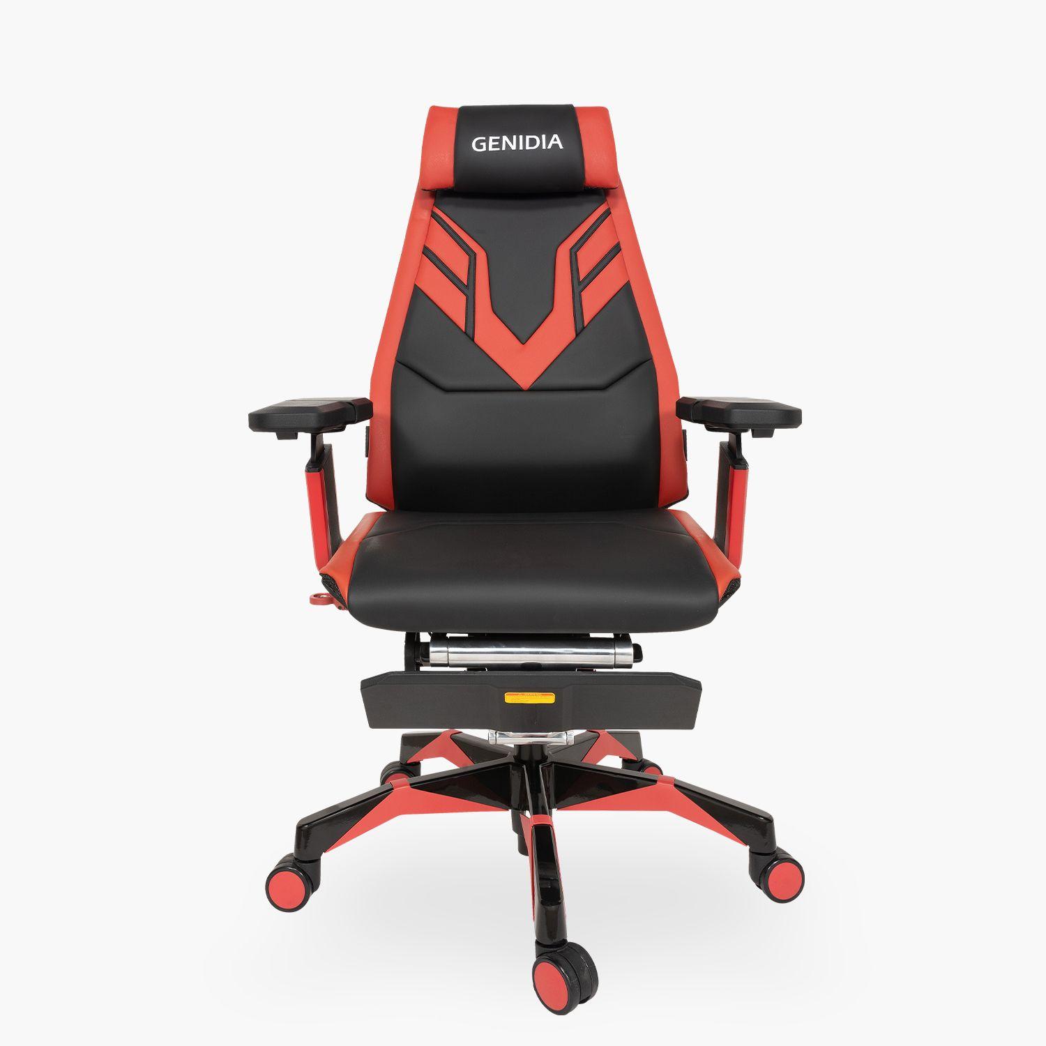 Silla escritorio Gamer Genidia ergonómica cuero Negro Rojo-0