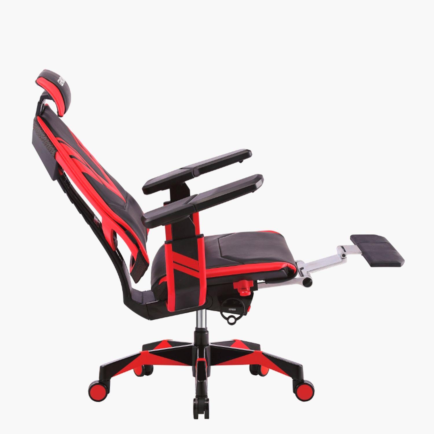 Silla escritorio Gamer Genidia ergonómica cuero Negro Rojo-1
