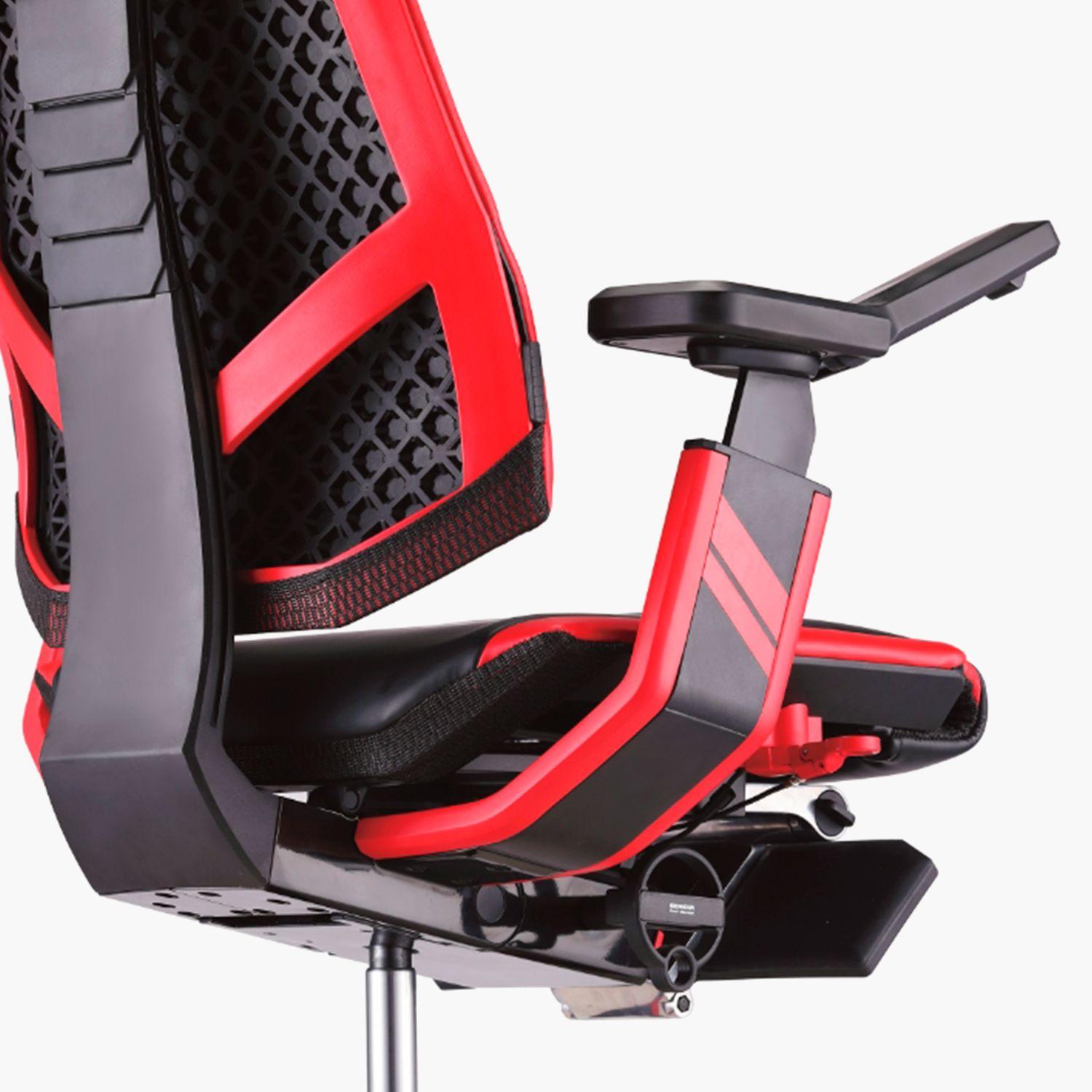 Silla escritorio Gamer Genidia ergonómica cuero Negro Rojo-2