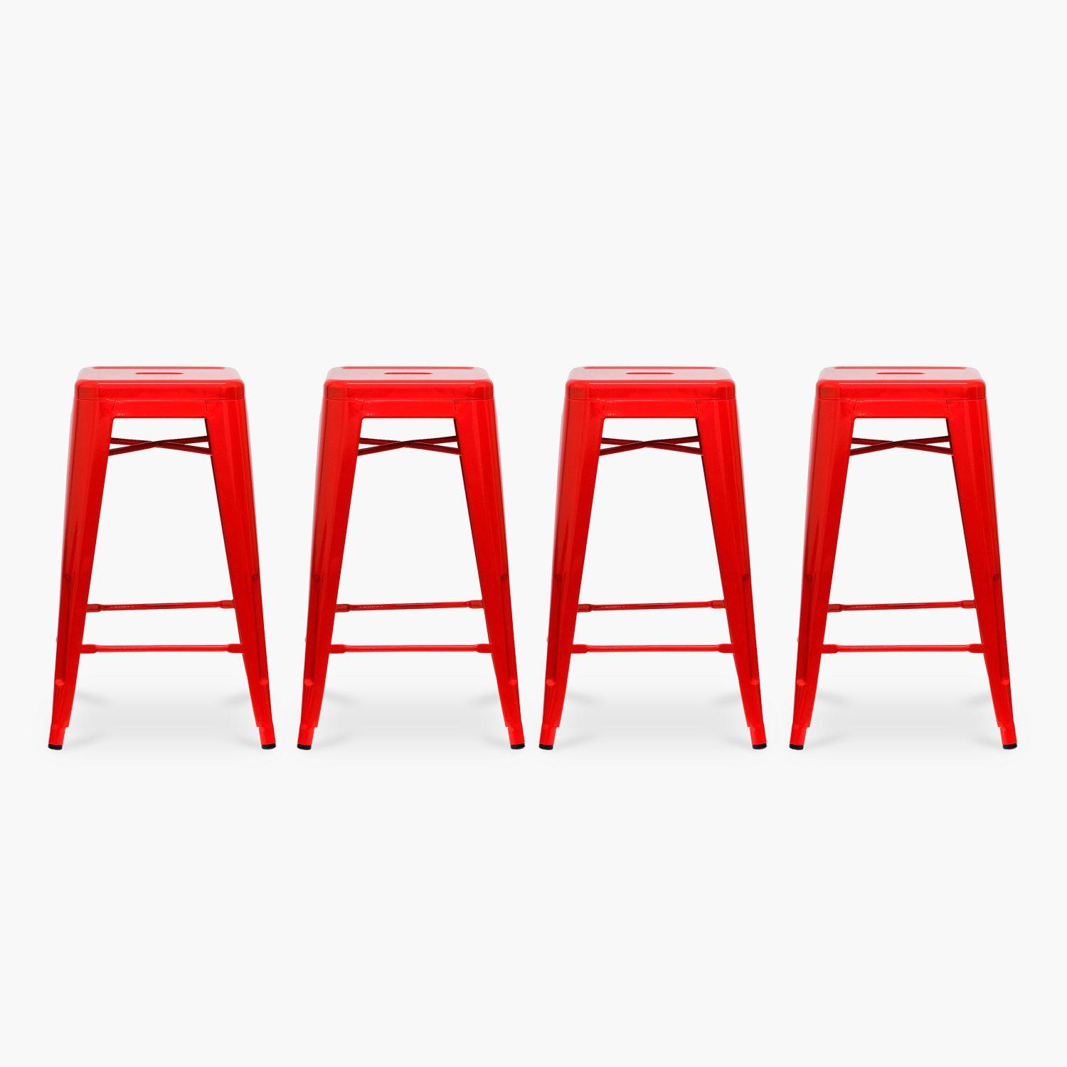 Pack 4 Taburetes Tolix 67 Asiento Metal Rojo-0