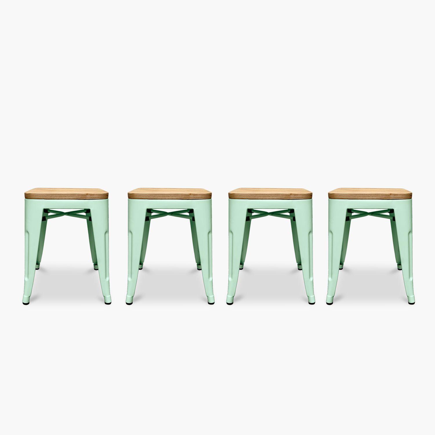 Pack 4 Pisos Tolix Asiento Madera Menta-0