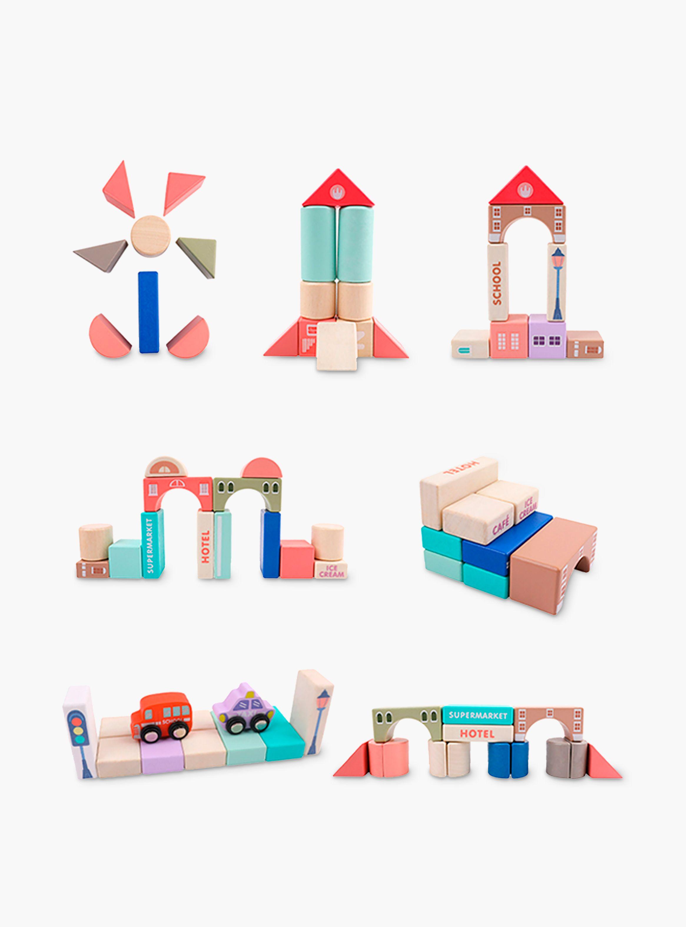Bloques de Construcción Infantil de Madera Santiago Multicolor-5
