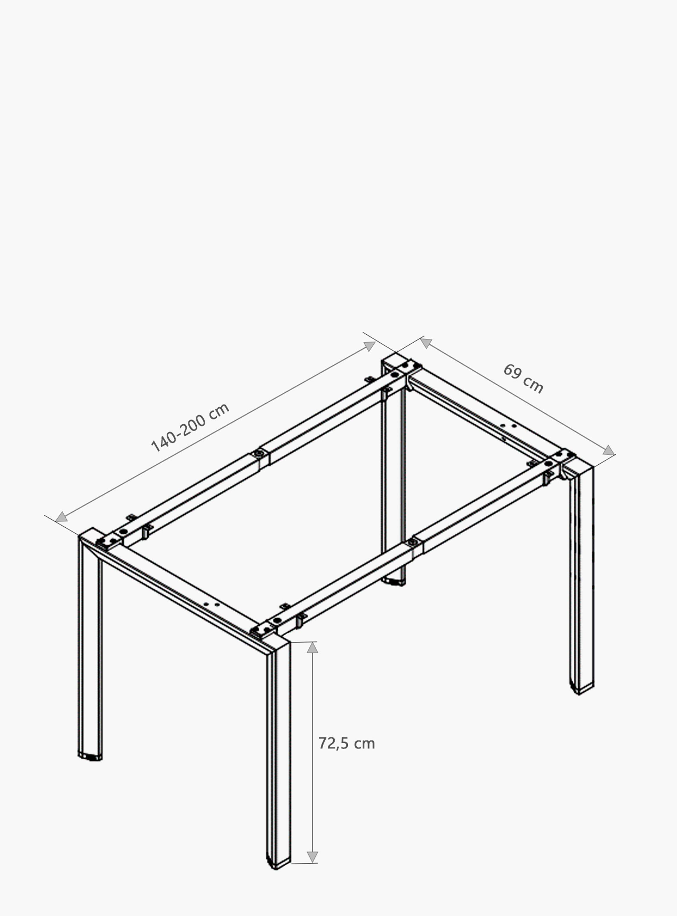 Base de Escritorio Neo Extensible 140 - 200 x 70 Negro-3