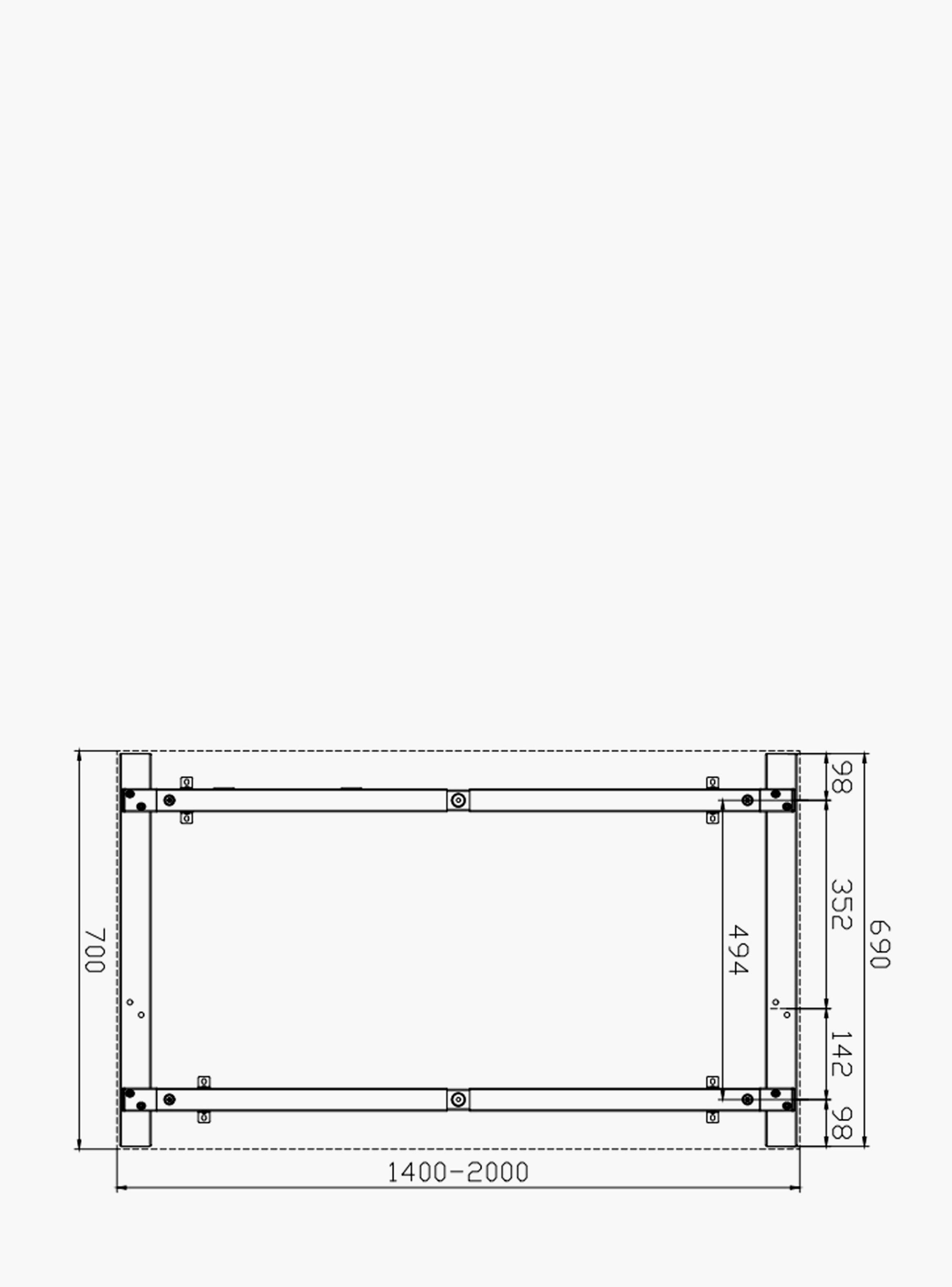 Base de Escritorio Neo Extensible 140 - 200 x 70 Negro-5