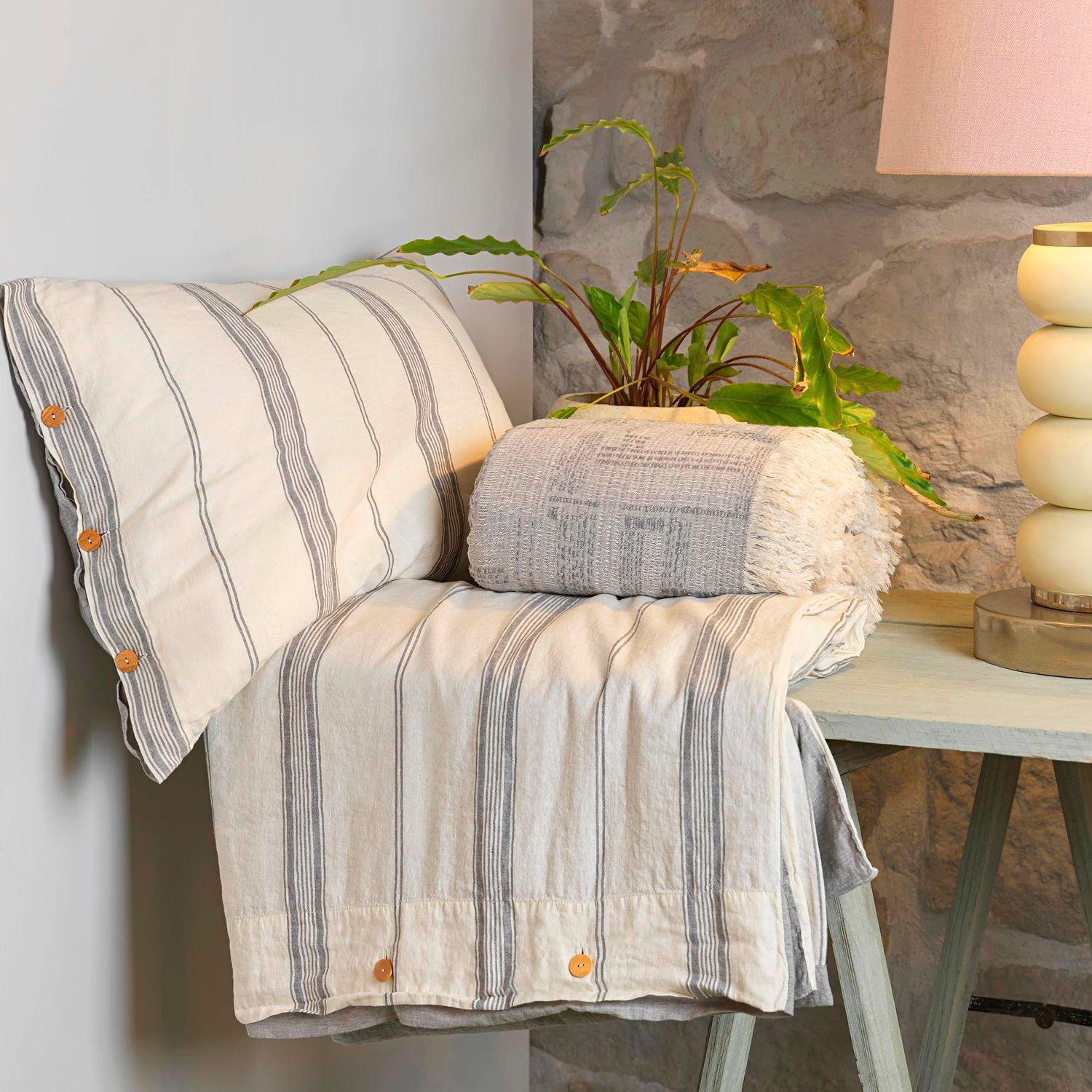 Funda Plumón 55% Lino - 45% Algodón Amalfi King/Super King Azul-1