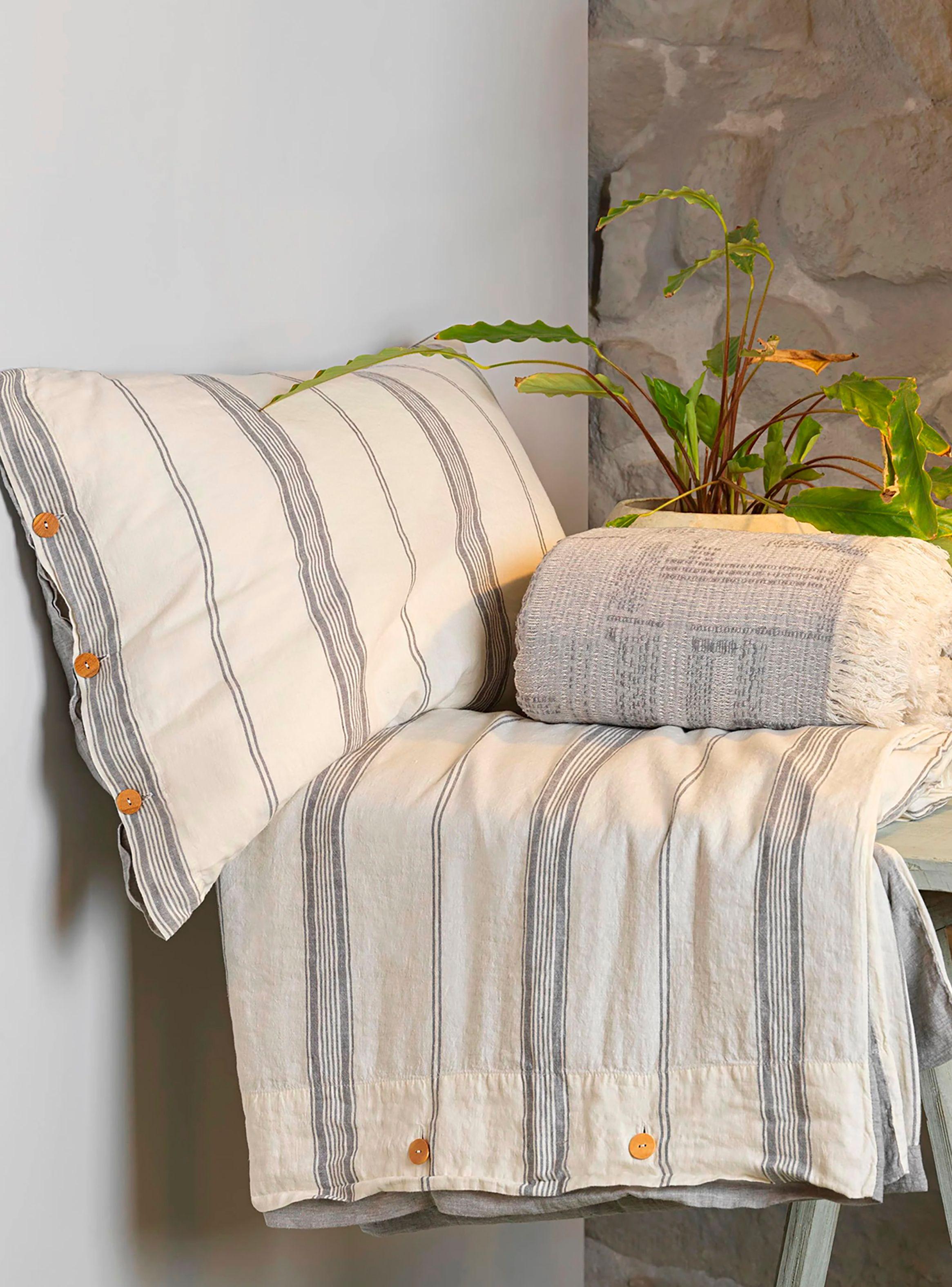 Funda Plumón 55% Lino - 45% Algodón Amalfi King/Super King Azul-9