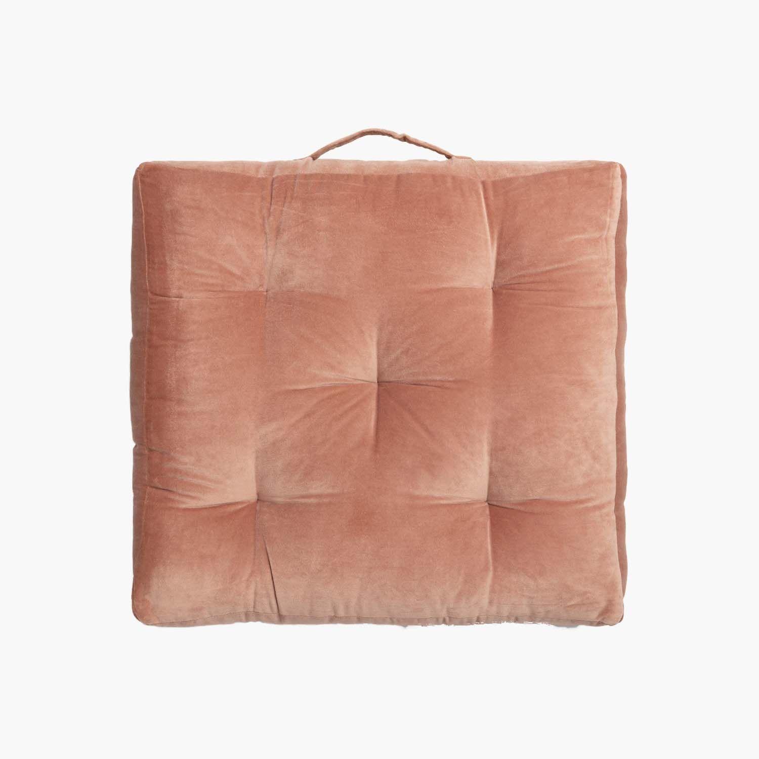 Cojin de suelo Velur 60x60x13 Rosa envejecido-0