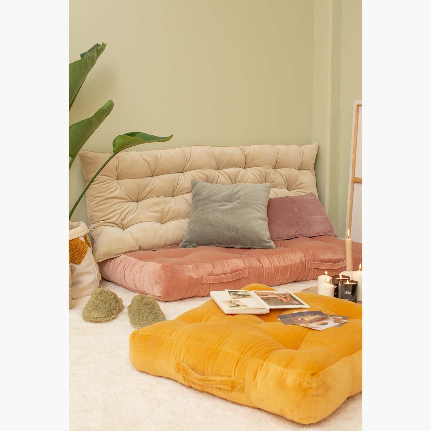 Cojin de suelo Velur 60x60x13 Rosa envejecido-4