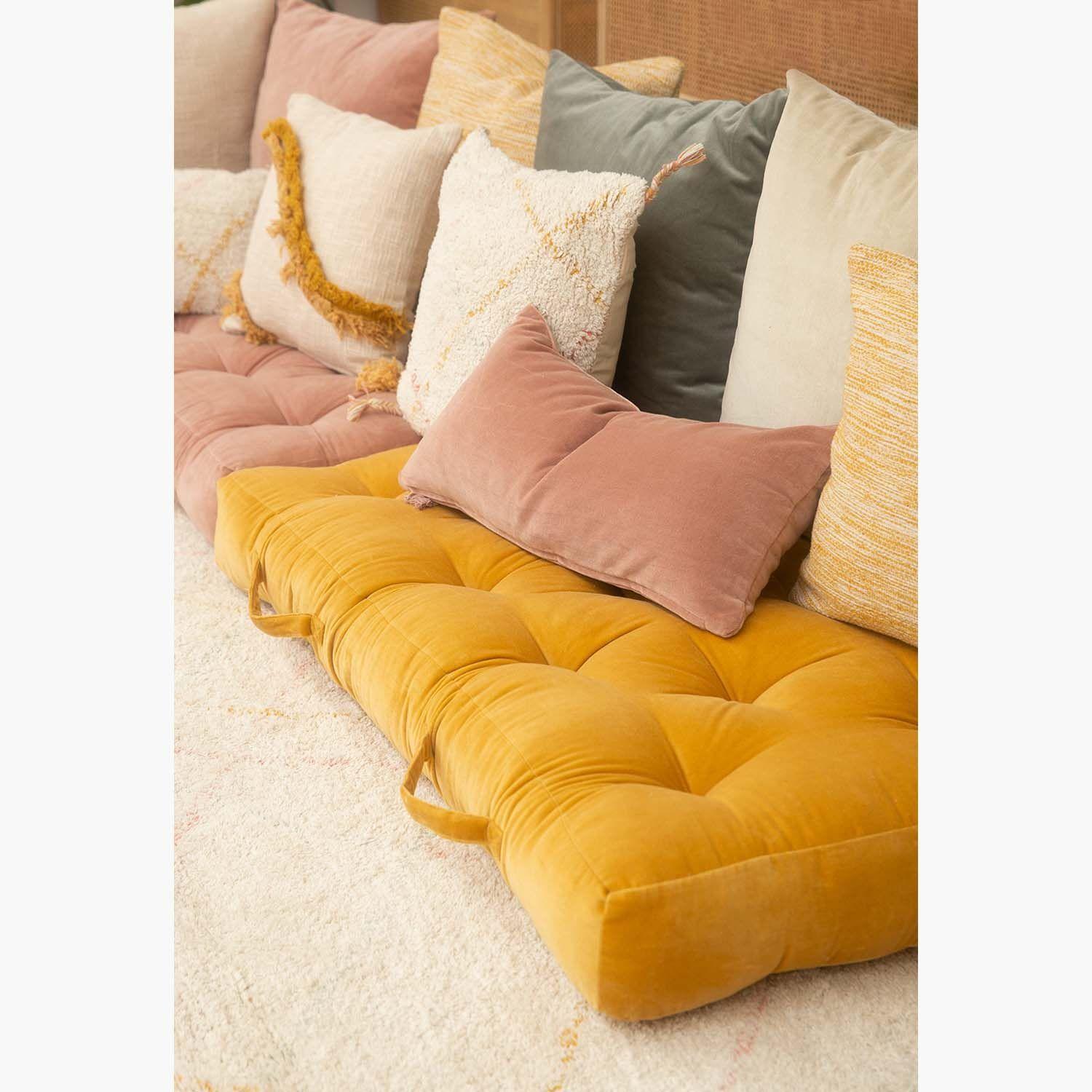 Cojin de suelo Velur 60x60x13 Rosa envejecido-5