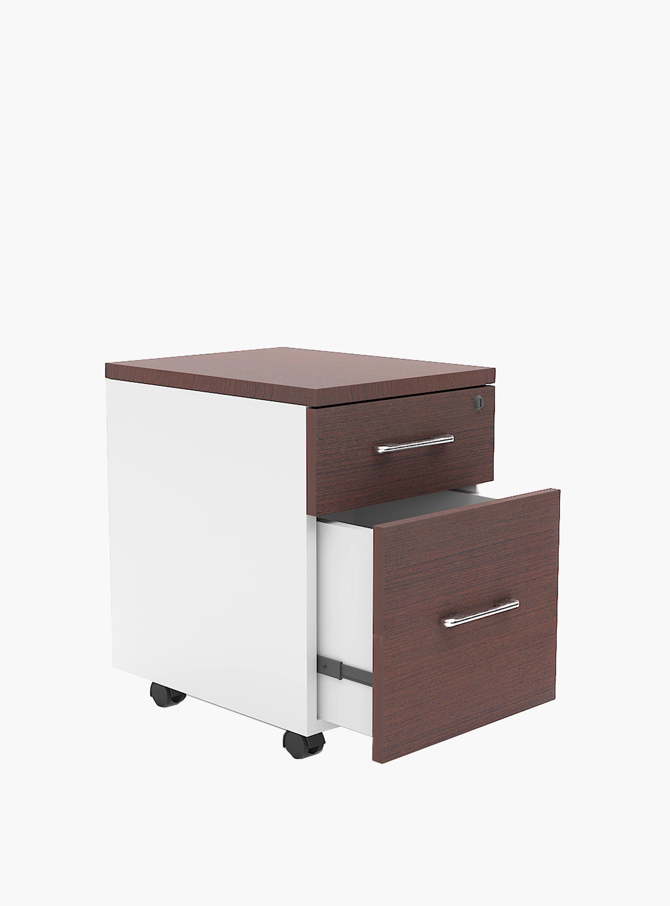 Cajonera Melamina Móvil 57 cm Wengue/Blanco-1