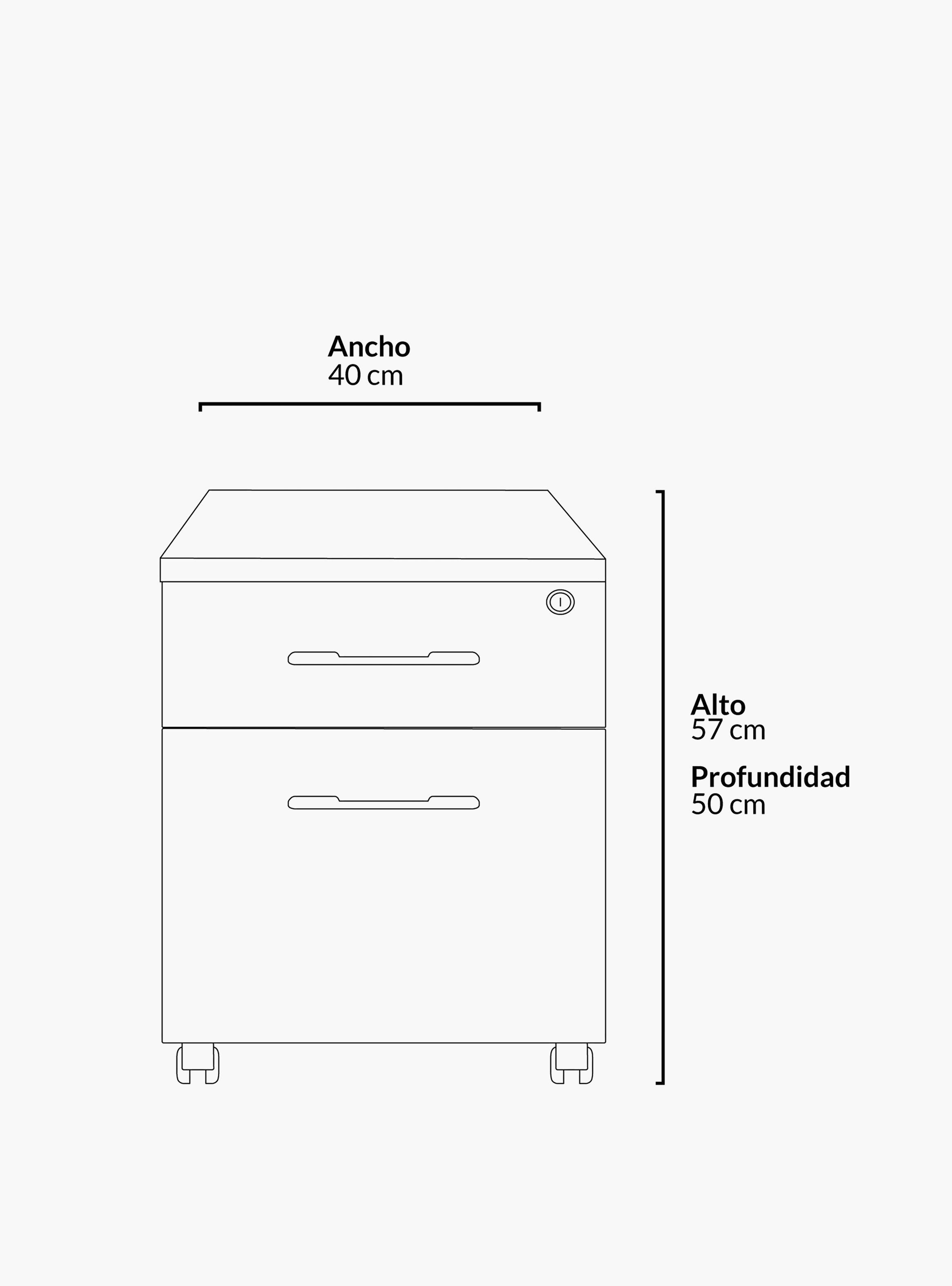 Cajonera Melamina Móvil 57 cm Wengue/Blanco-3