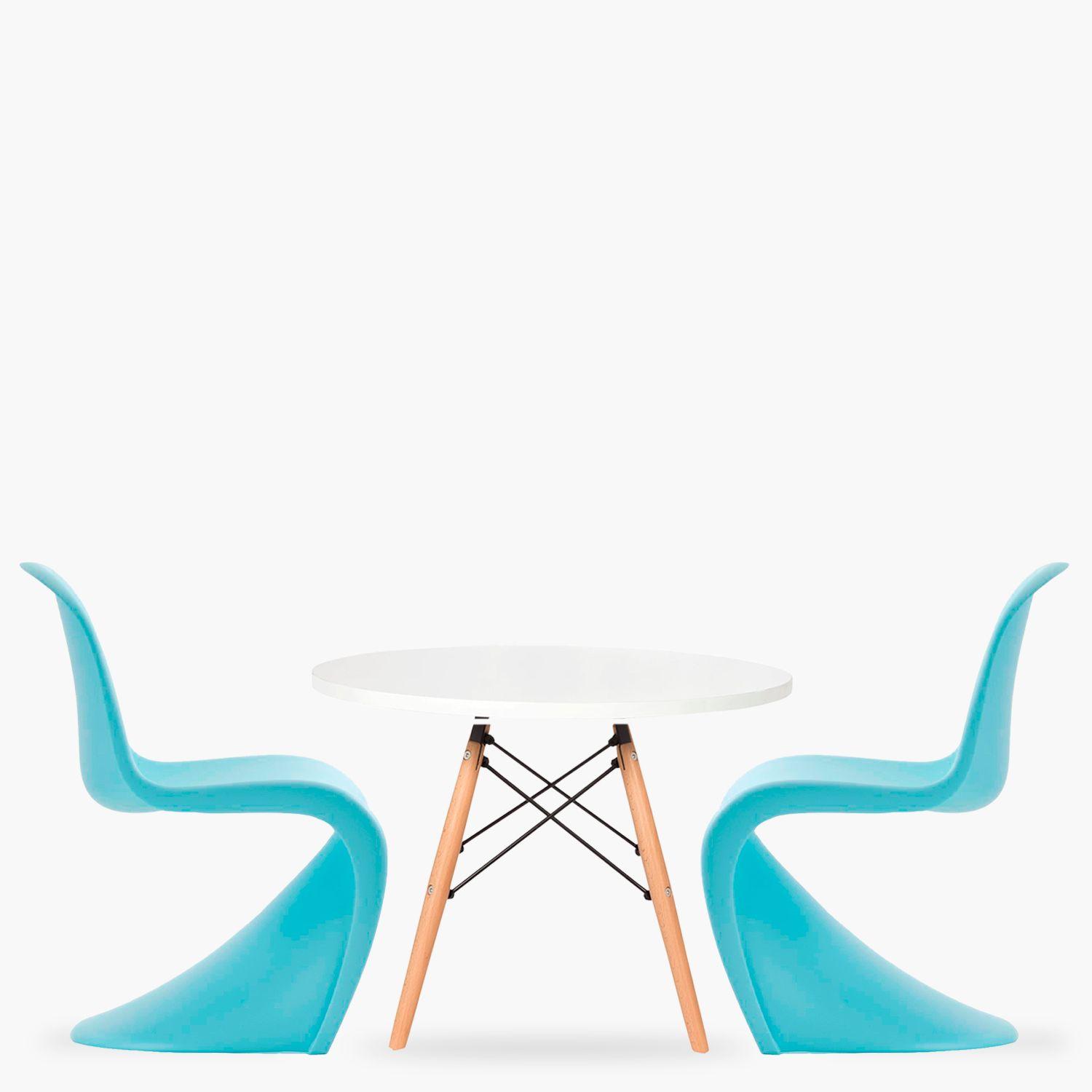 Pack Kids 1 Mesa 2 Sillas Panton Réplica Celeste-0