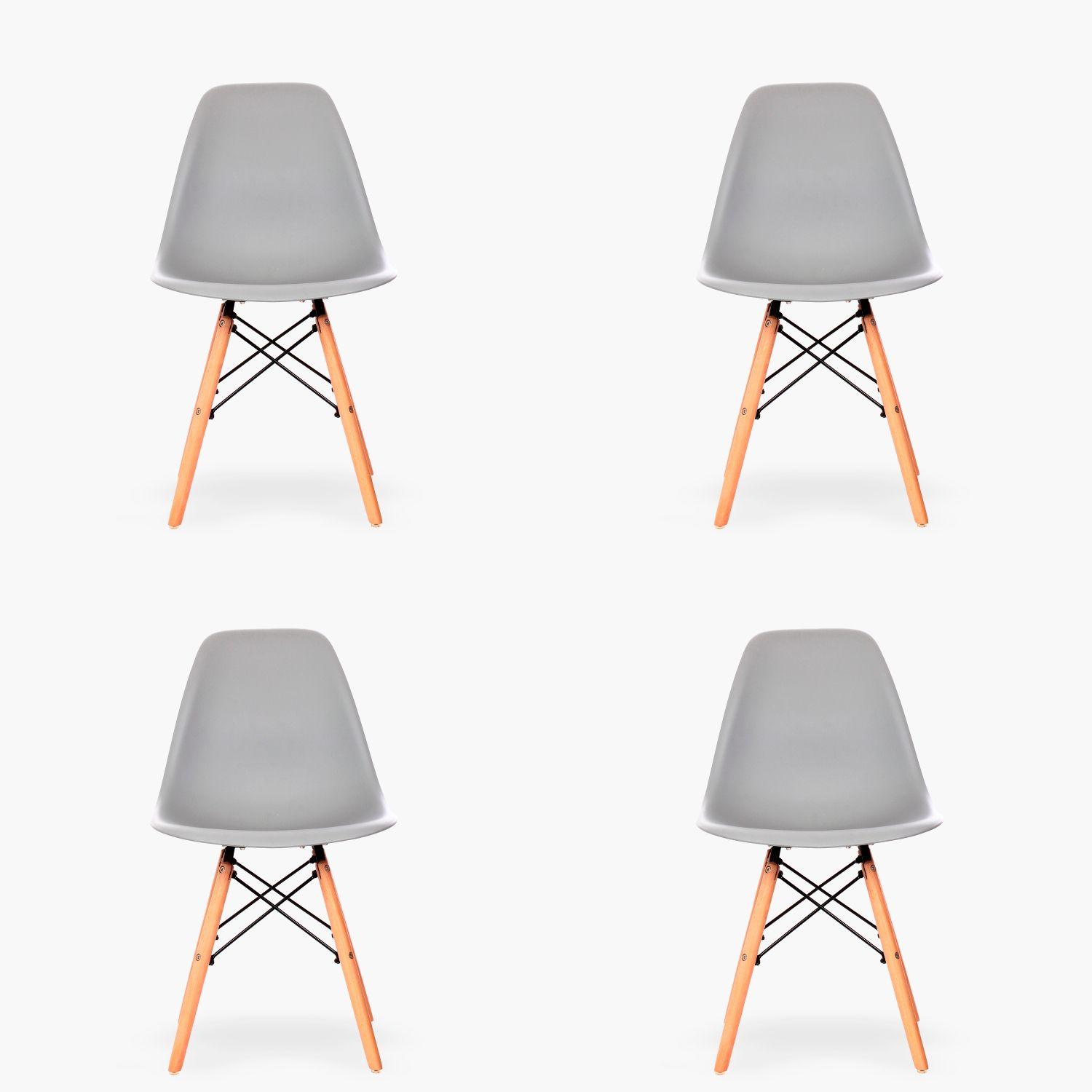 Pack 4 Sillas Comedor Eames DSW Gris Claro-0