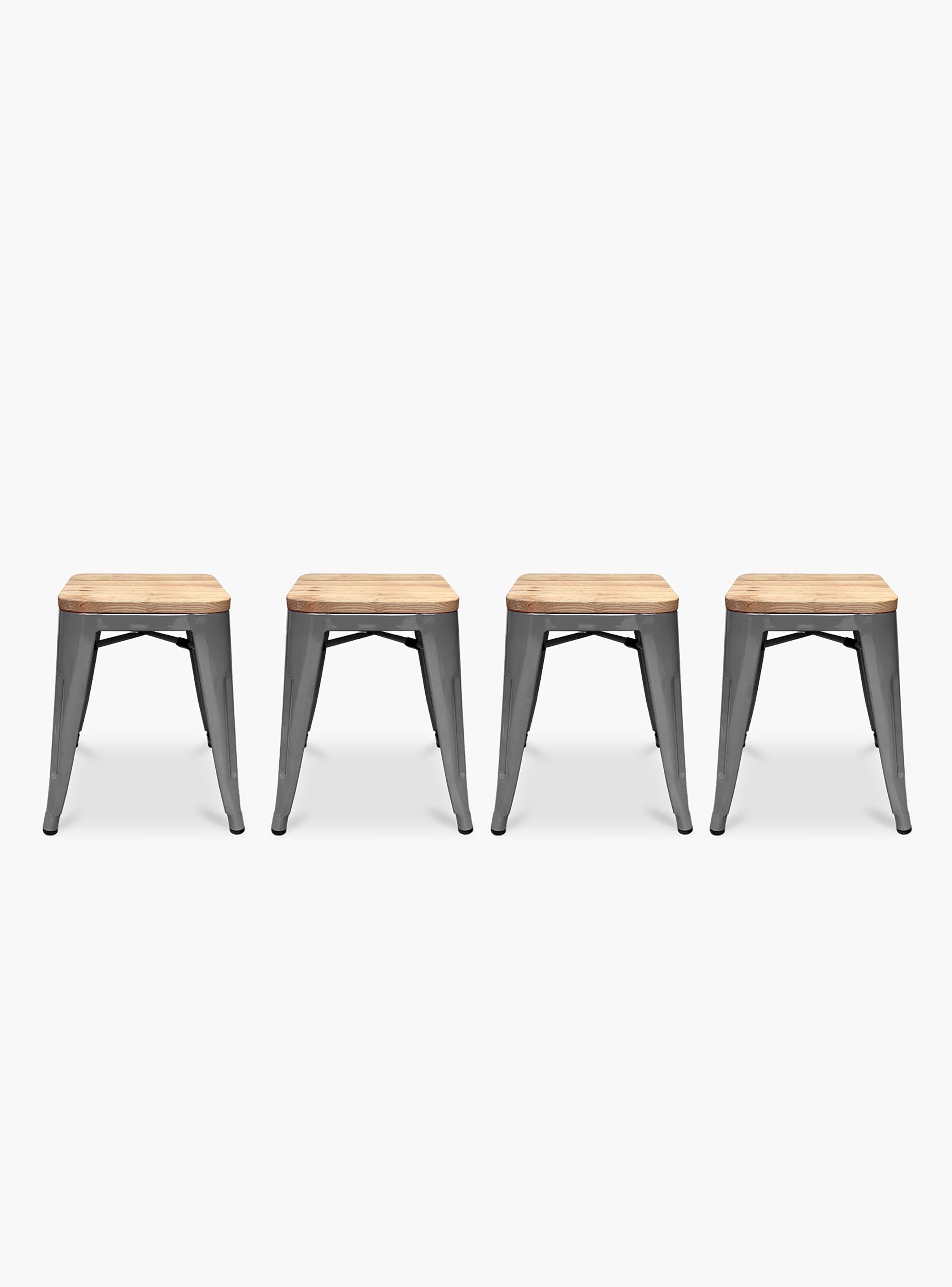 Pack 4 Pisos Tolix Asiento Madera Metal-0