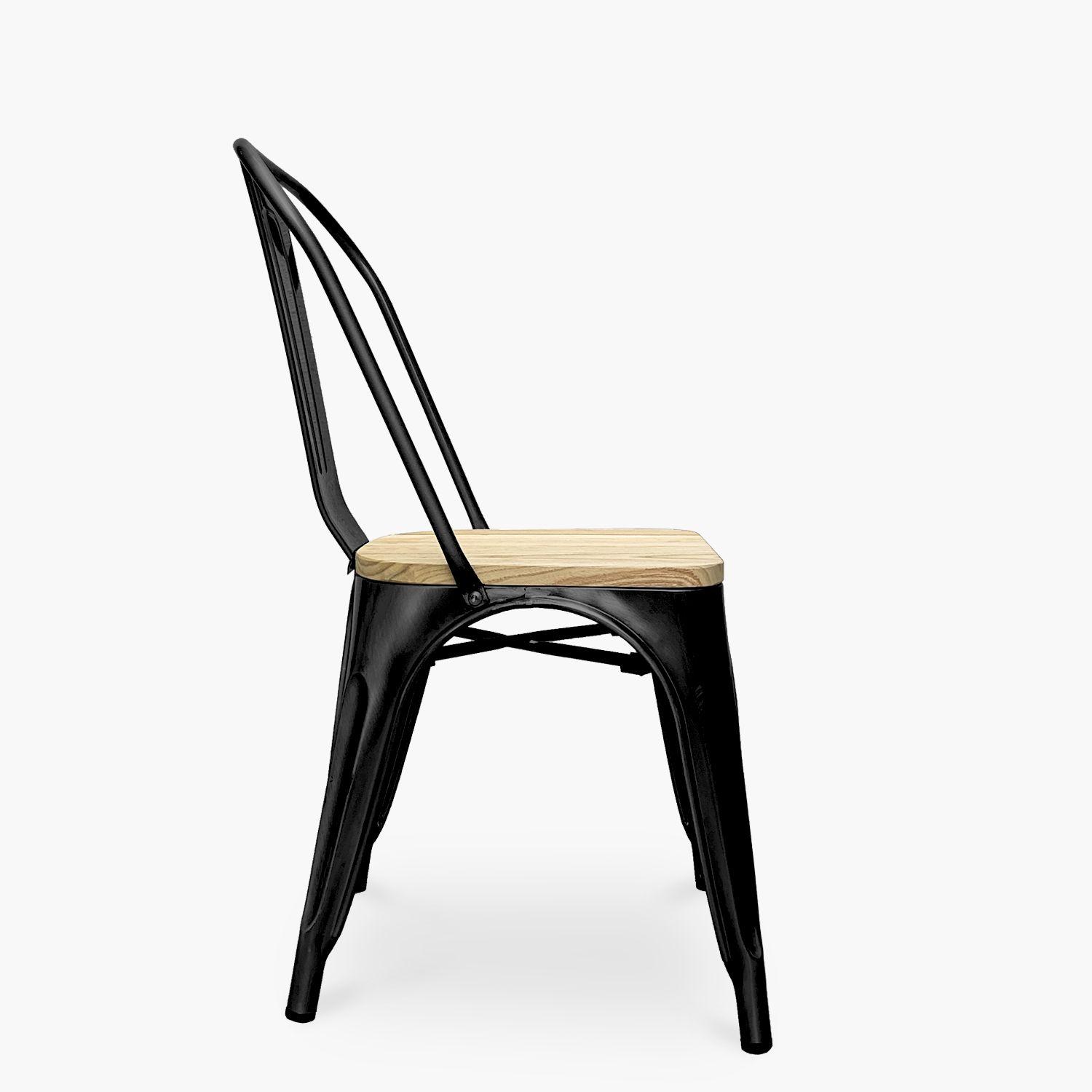 Pack 4 Sillas Tolix Asiento Madera Negro-3