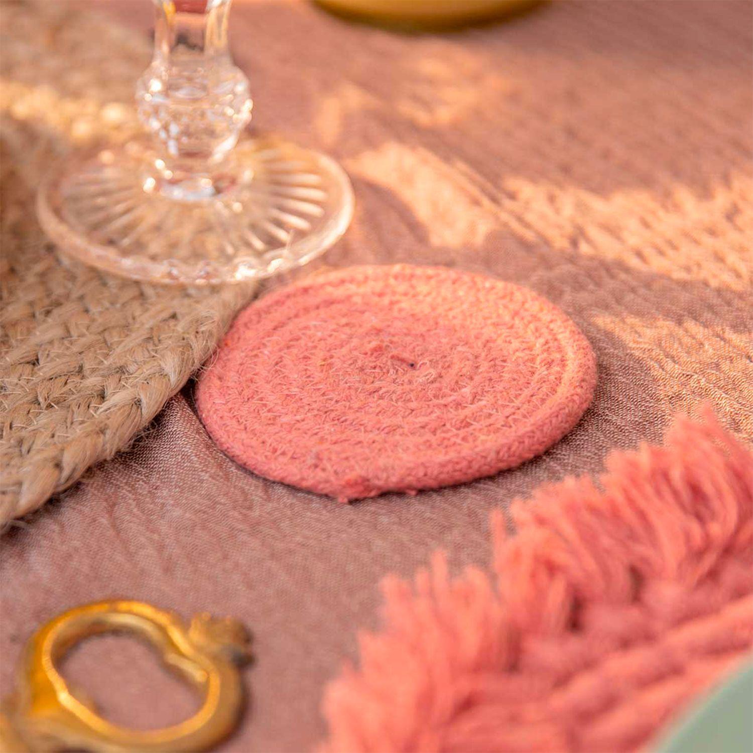 Set 4 Posavasos Algodón Vera Coral-2