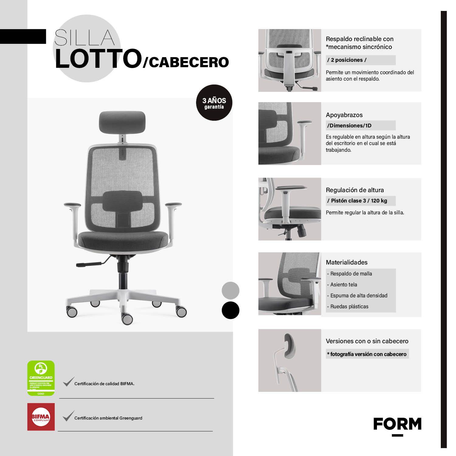 Silla Oficina Lotto c/cabecero Gris Claro-5