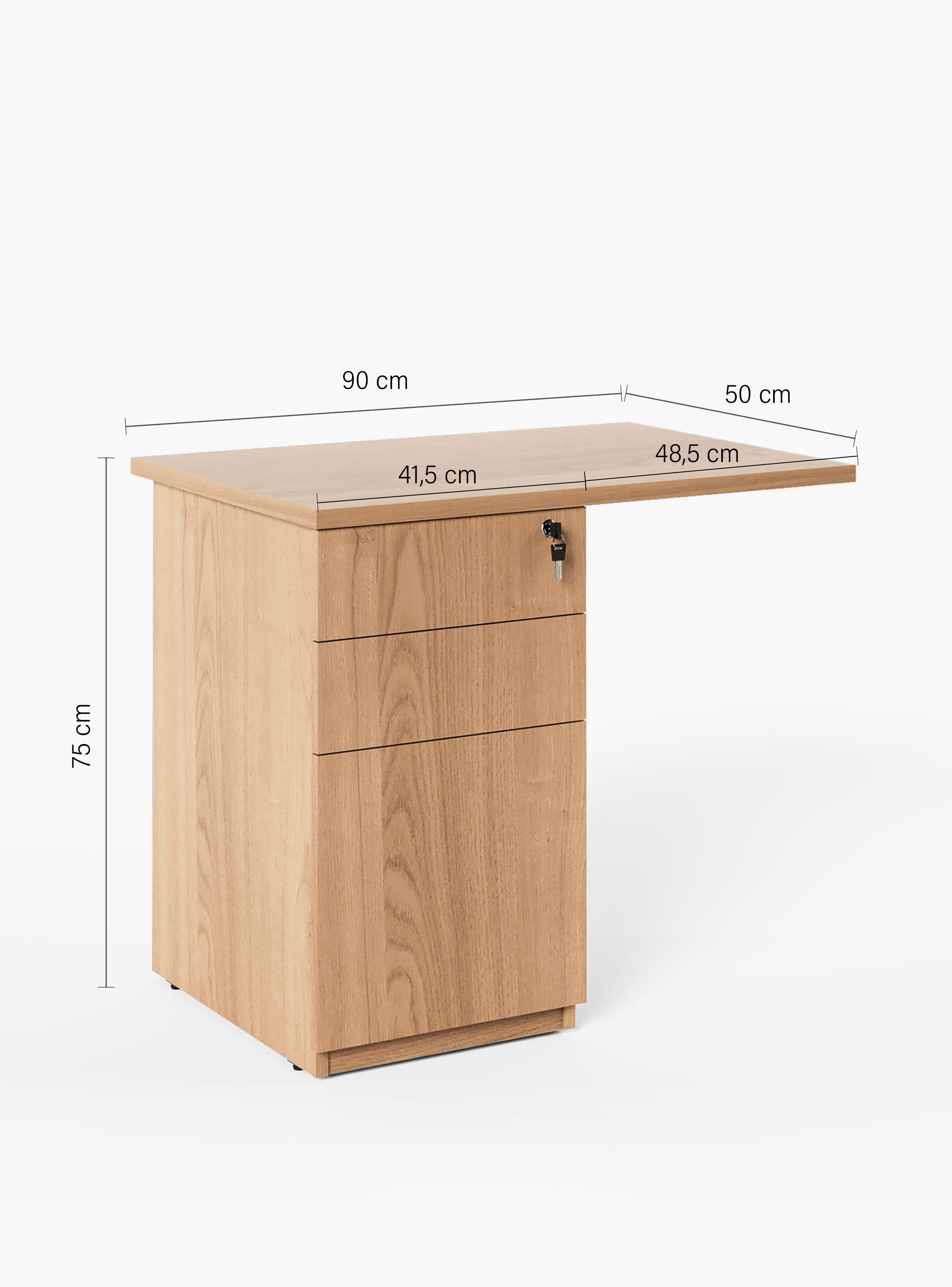 Lateral c/cajonera para Escritorio Space 50x90 Natura/Blanco-3