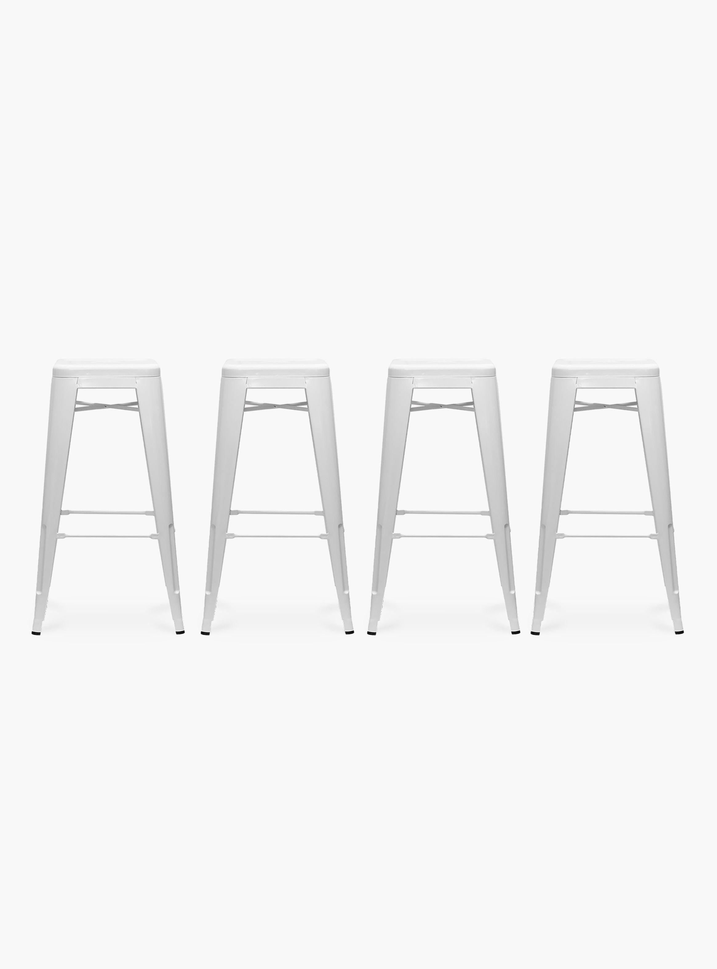 Pack 4 Taburetes Tolix 77 Asiento Metal Blanco-0