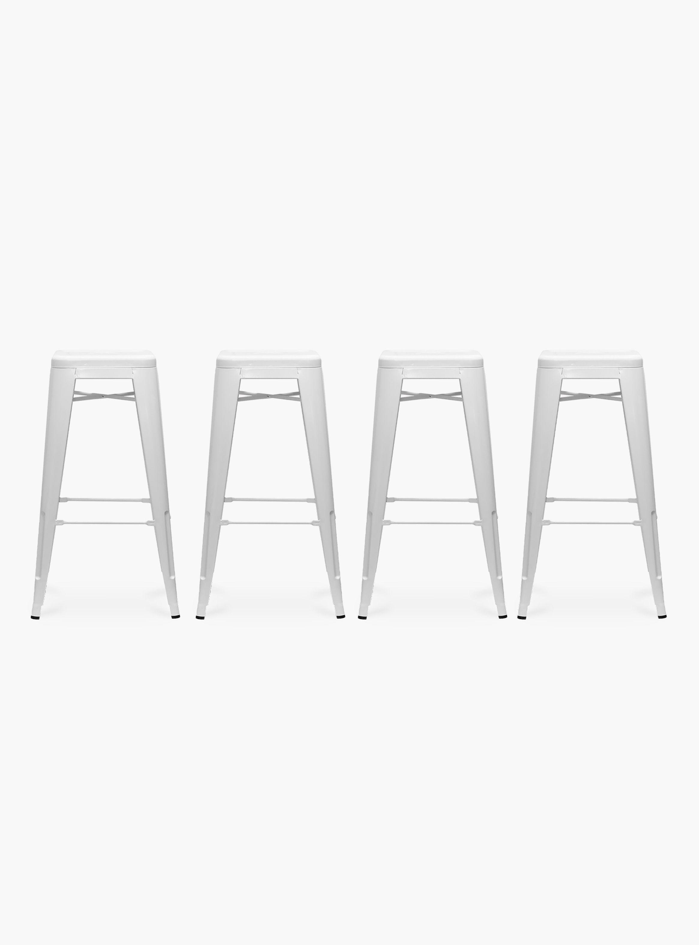 Pack 4 Taburetes Tolix 77 Asiento Metal Blanco-0