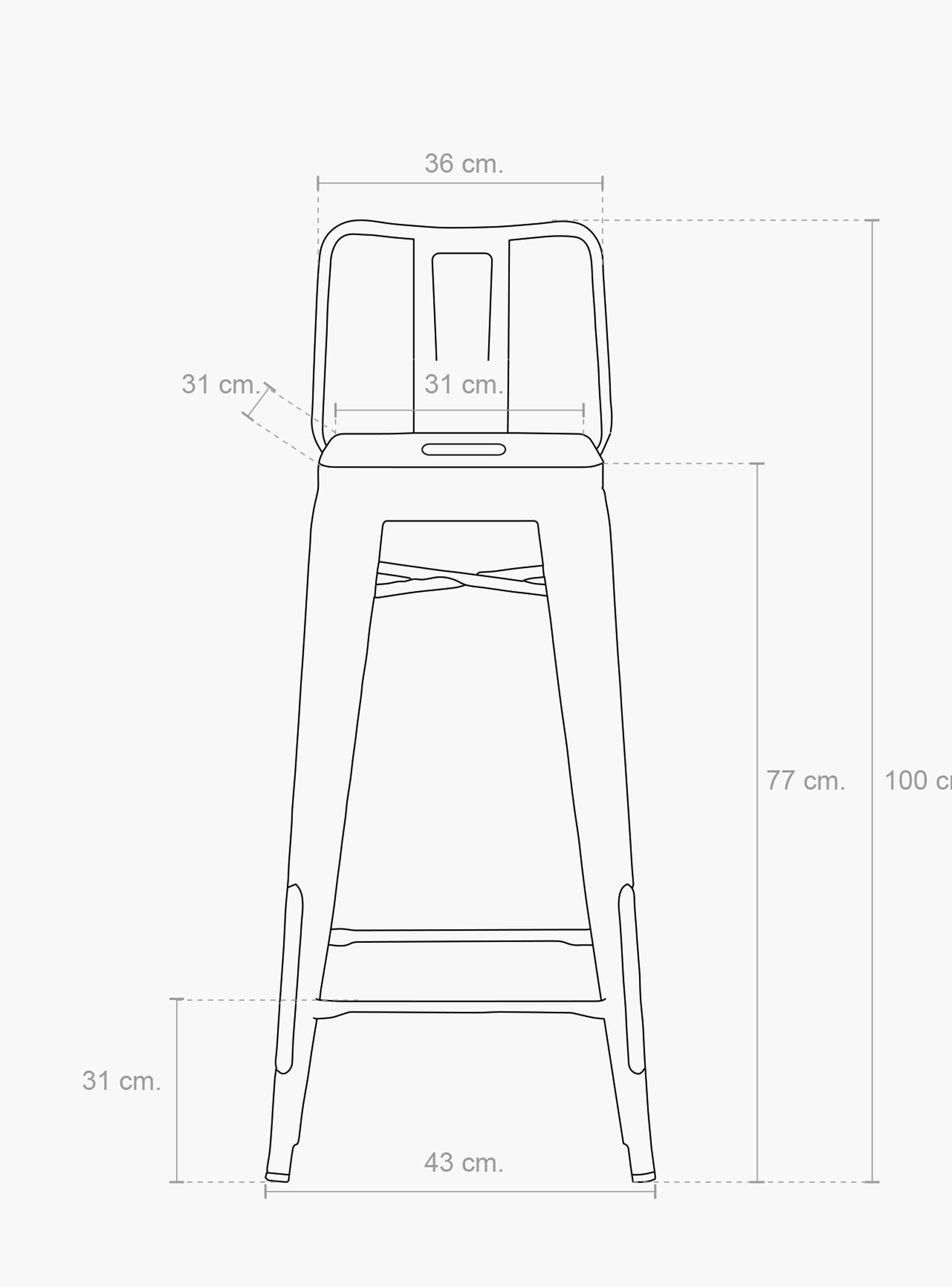 Taburete Alto 77 Tolix c/resp Blanco-4