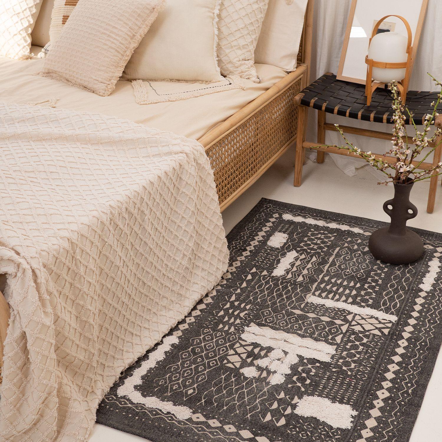 Bajada de Cama Boa Algodón Negro-2