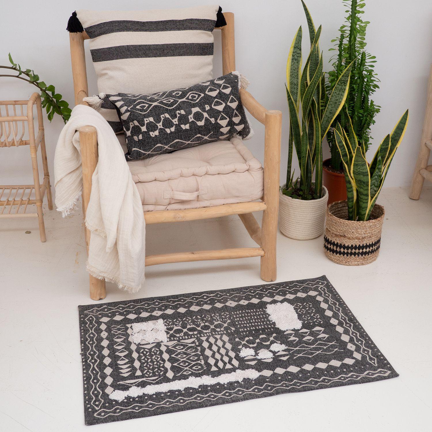 Bajada de Cama Boa Algodón Negro-3