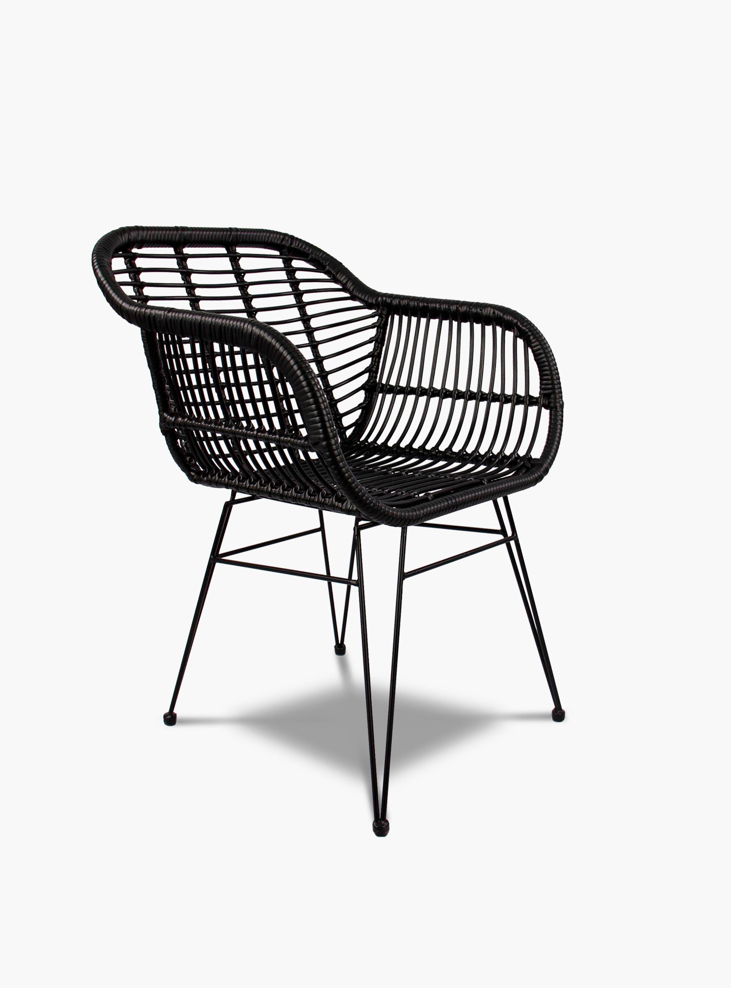 Silla Comedor c/brazo ratan sintetico Creta Negro-2