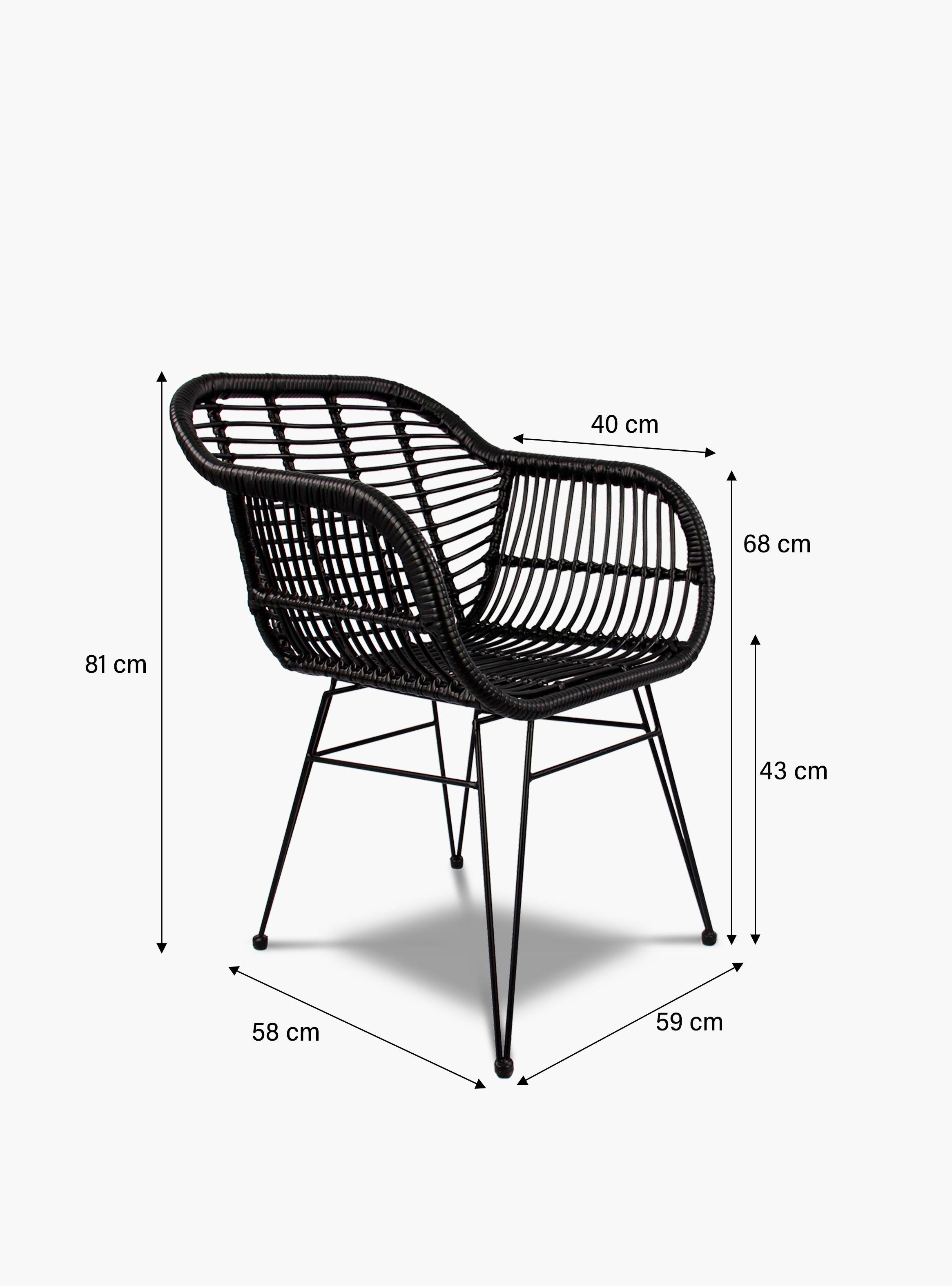 Silla Comedor c/brazo ratan sintetico Creta Negro-6