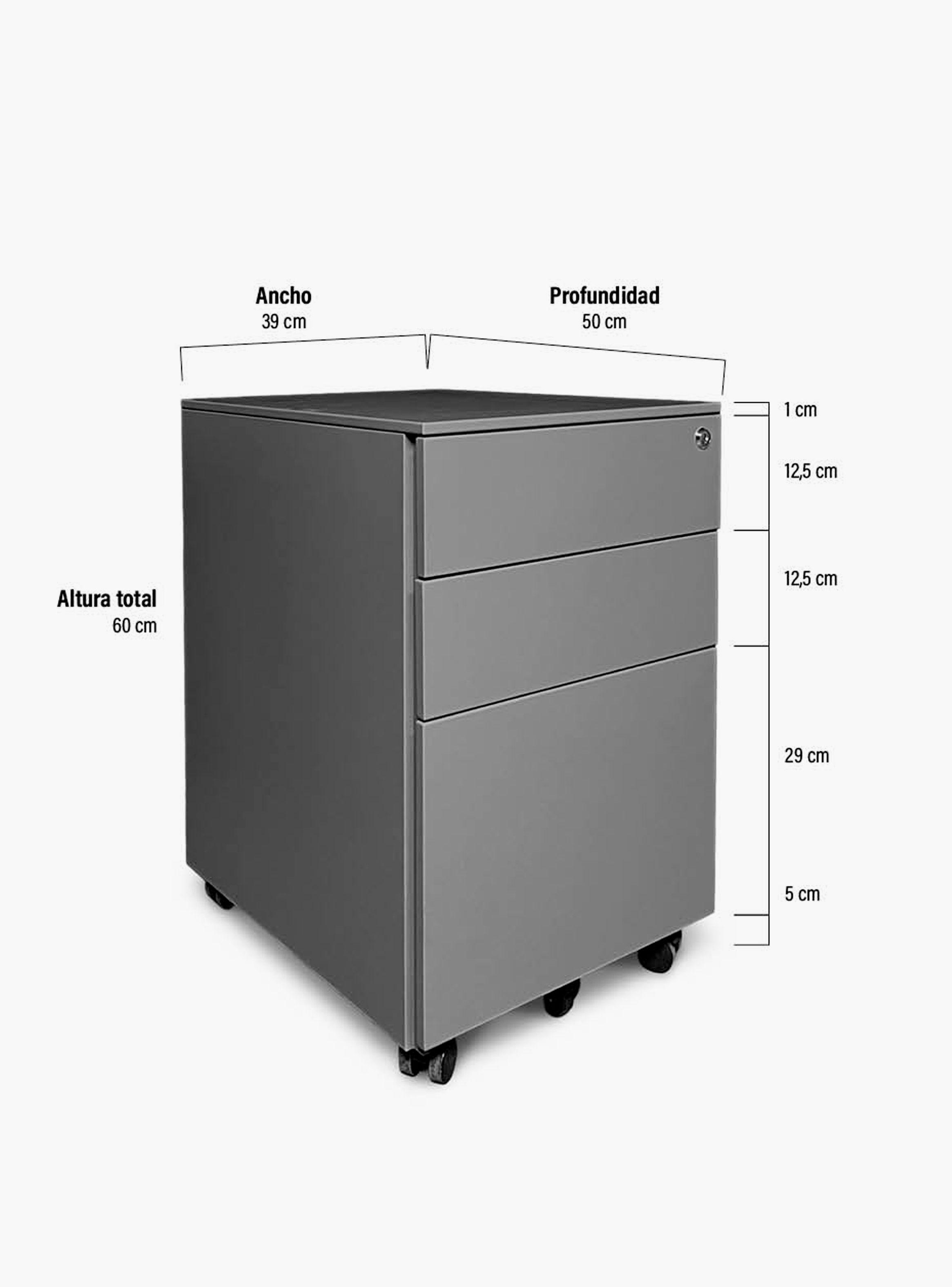 Cajonera Metálica Móvil 39x50x60 cm Gris Claro-4