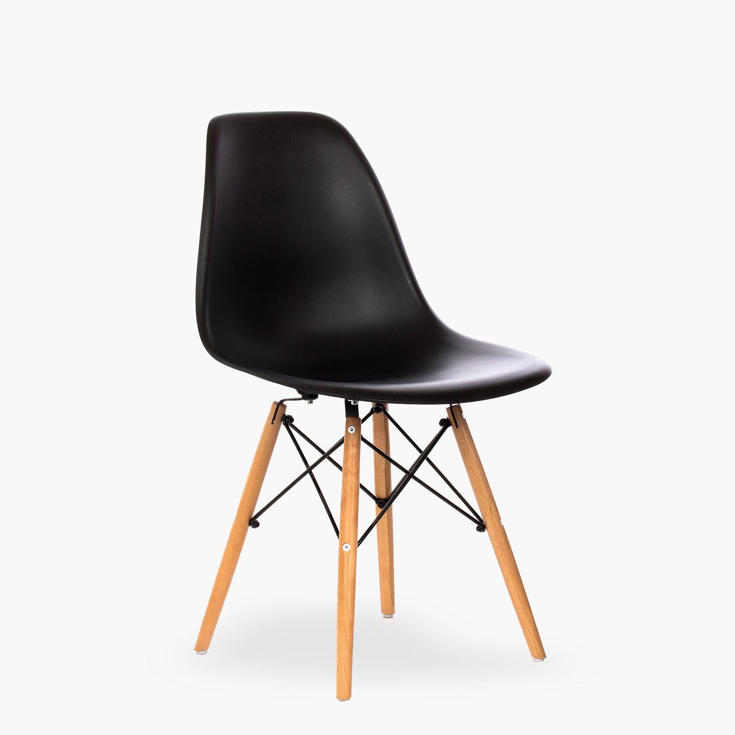 Pack 4 Sillas comedor Eames DSW Negro-3