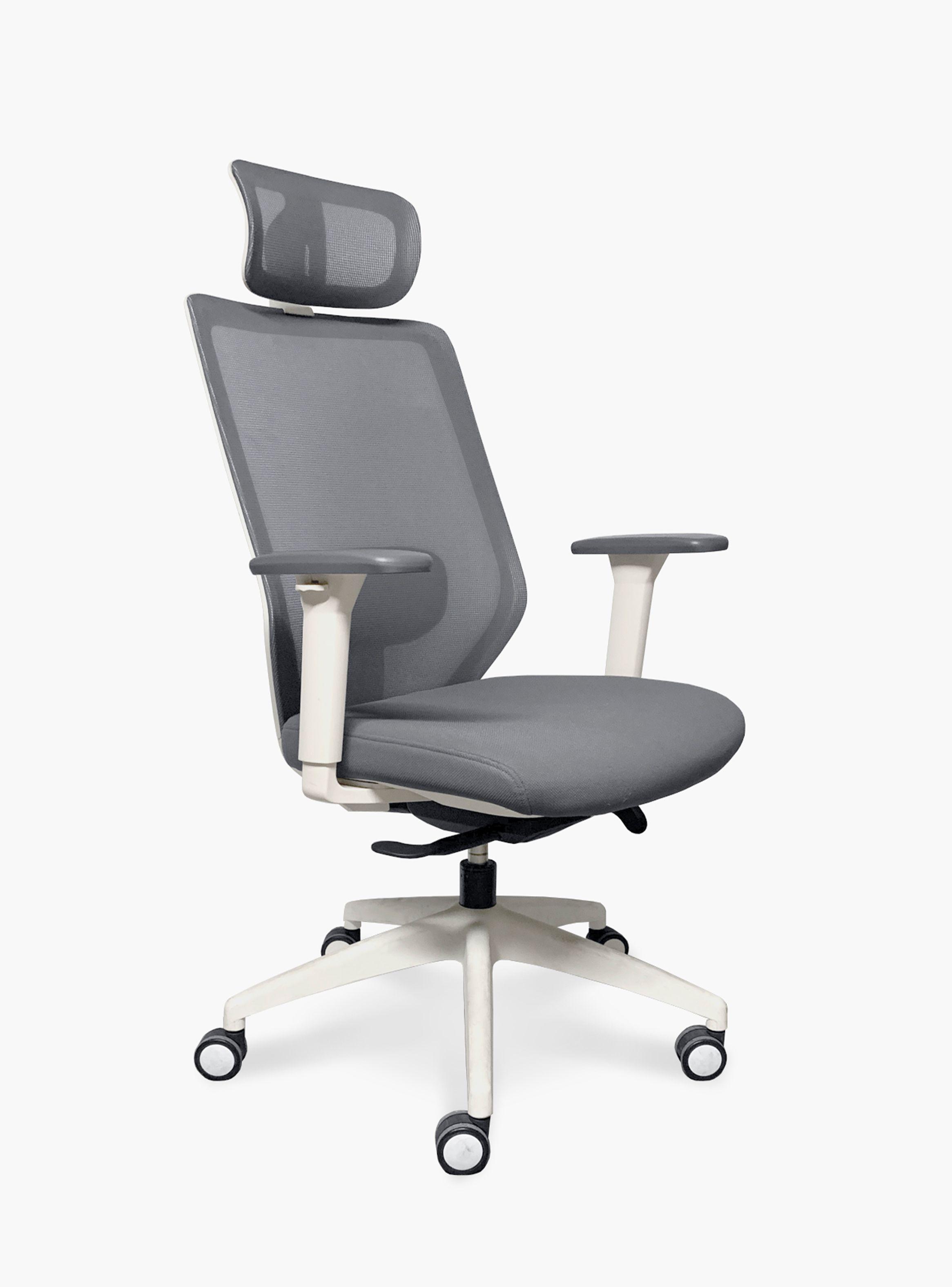 Silla Oficina Focus Gris Claro con cabecero-1