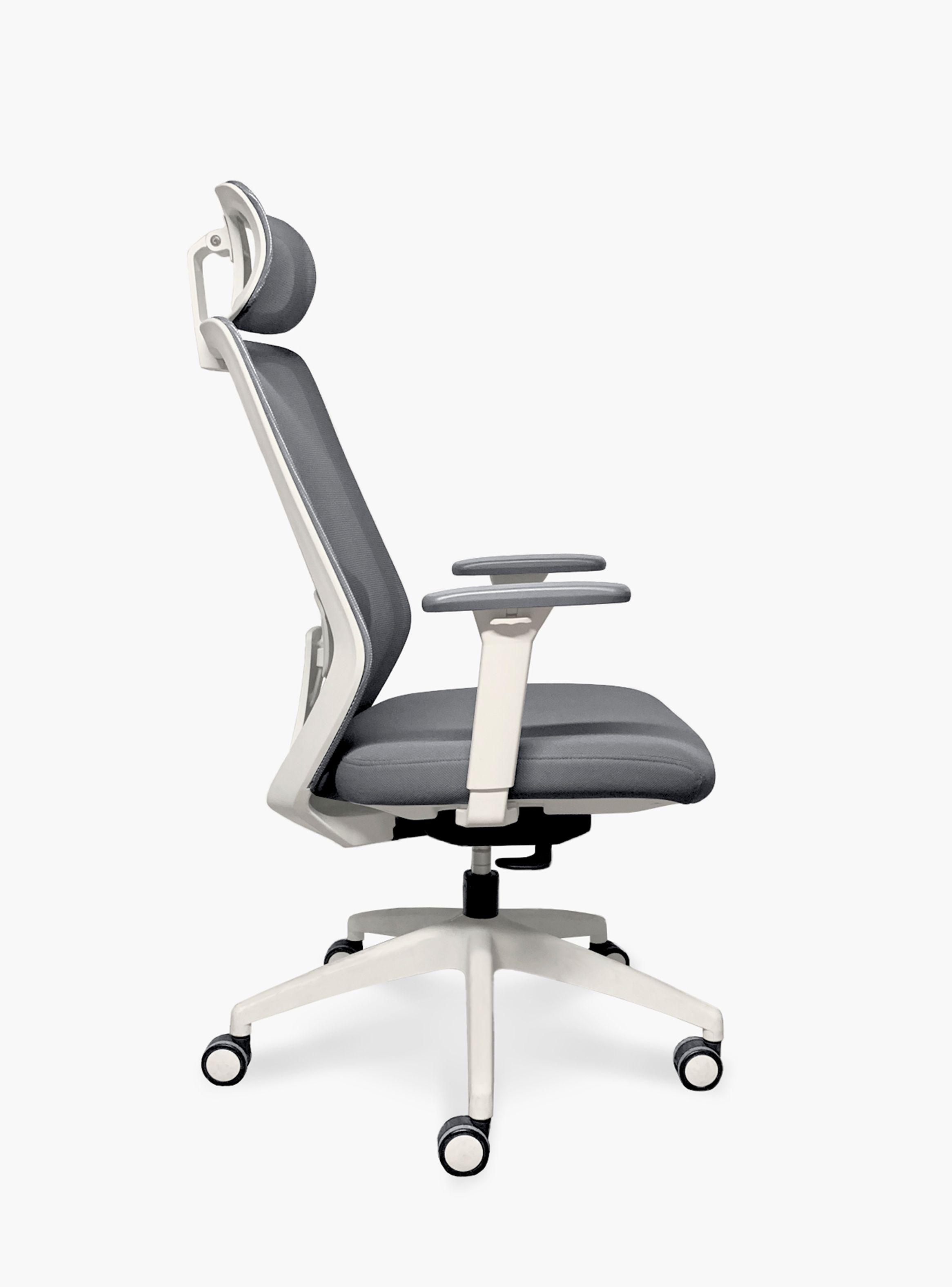 Silla Oficina Focus Gris Claro con cabecero-2