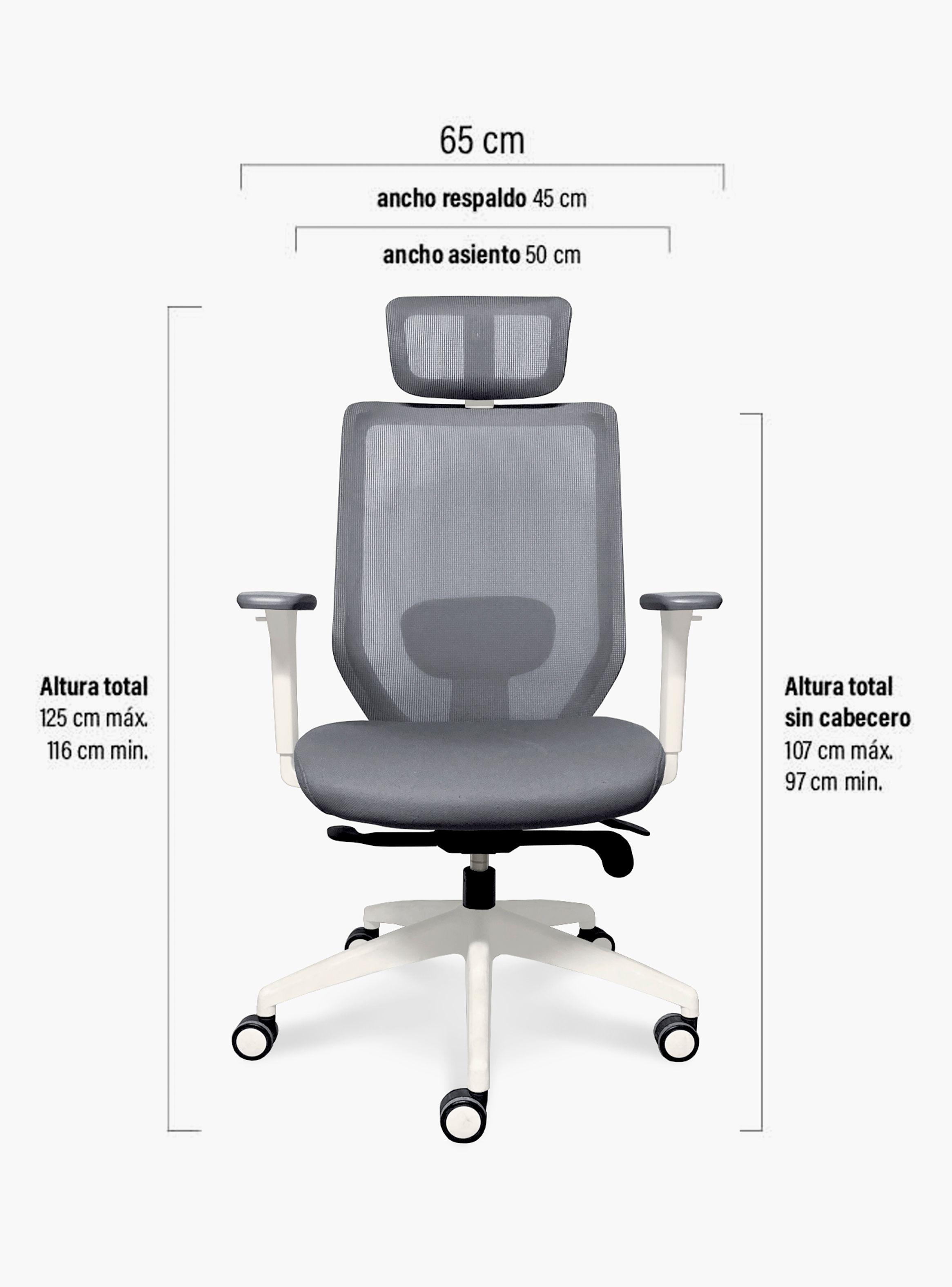 Silla Oficina Focus Gris Claro con cabecero-4