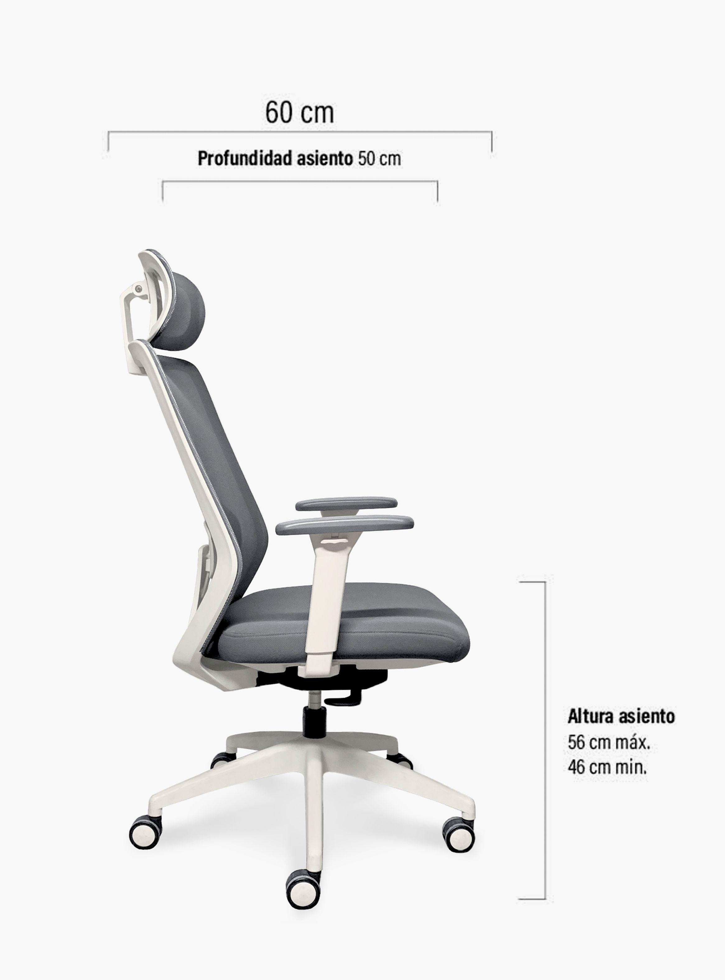 Silla Oficina Focus Gris Claro con cabecero-5