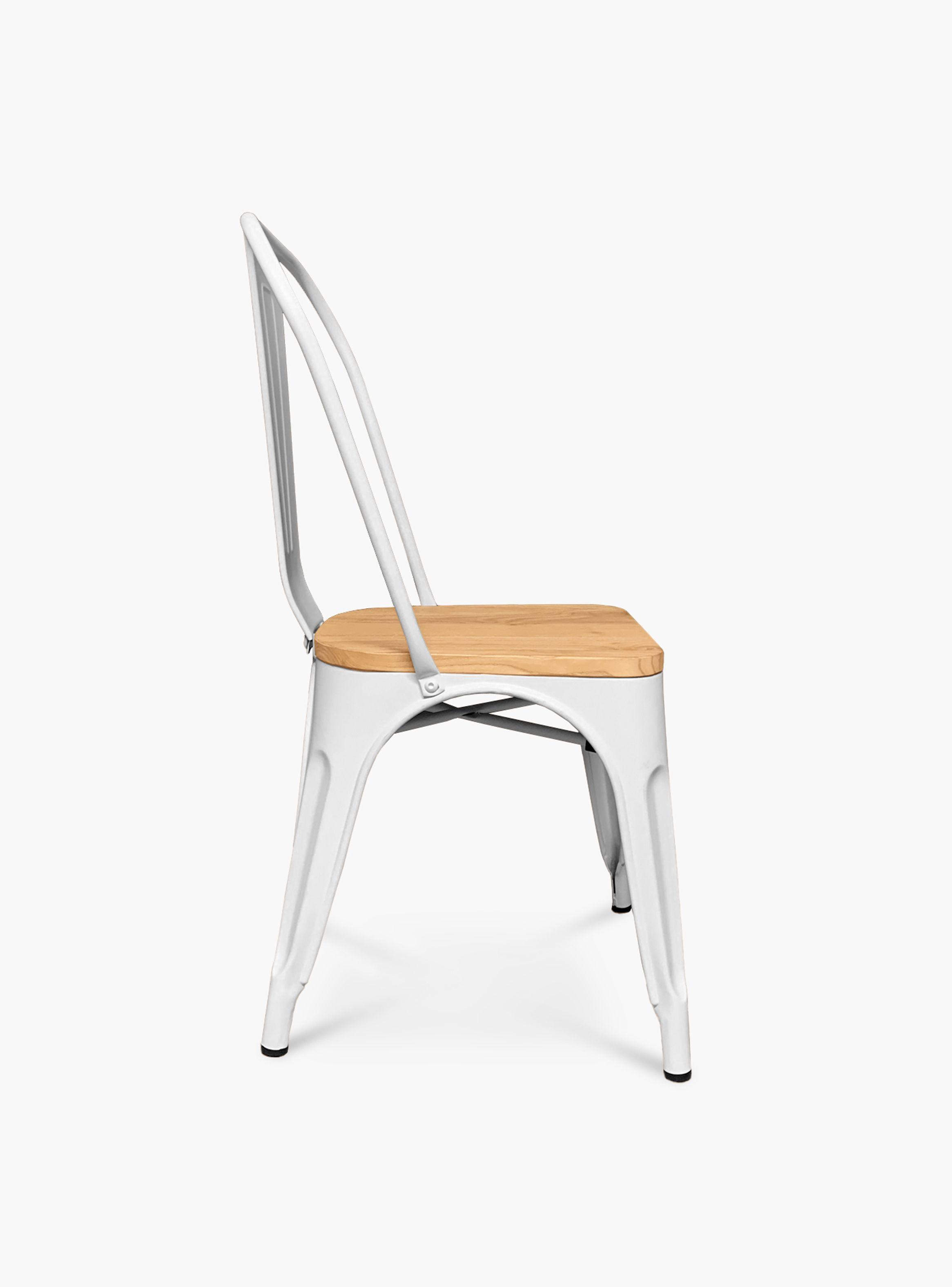 Pack 4 Sillas Tolix Asiento Madera Blanco-3