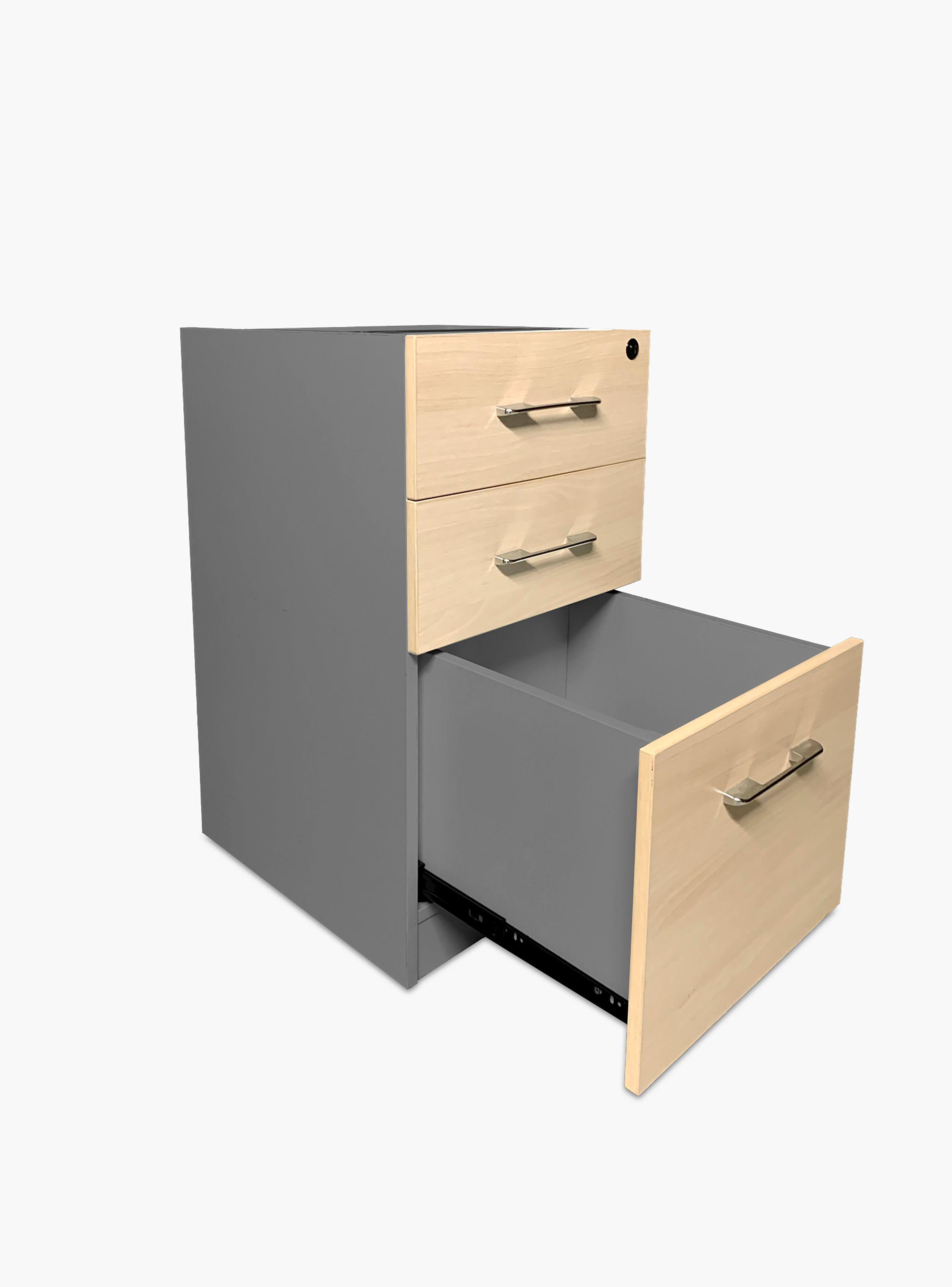 Cajonera Melamina Pedestal Natura/Gris-3