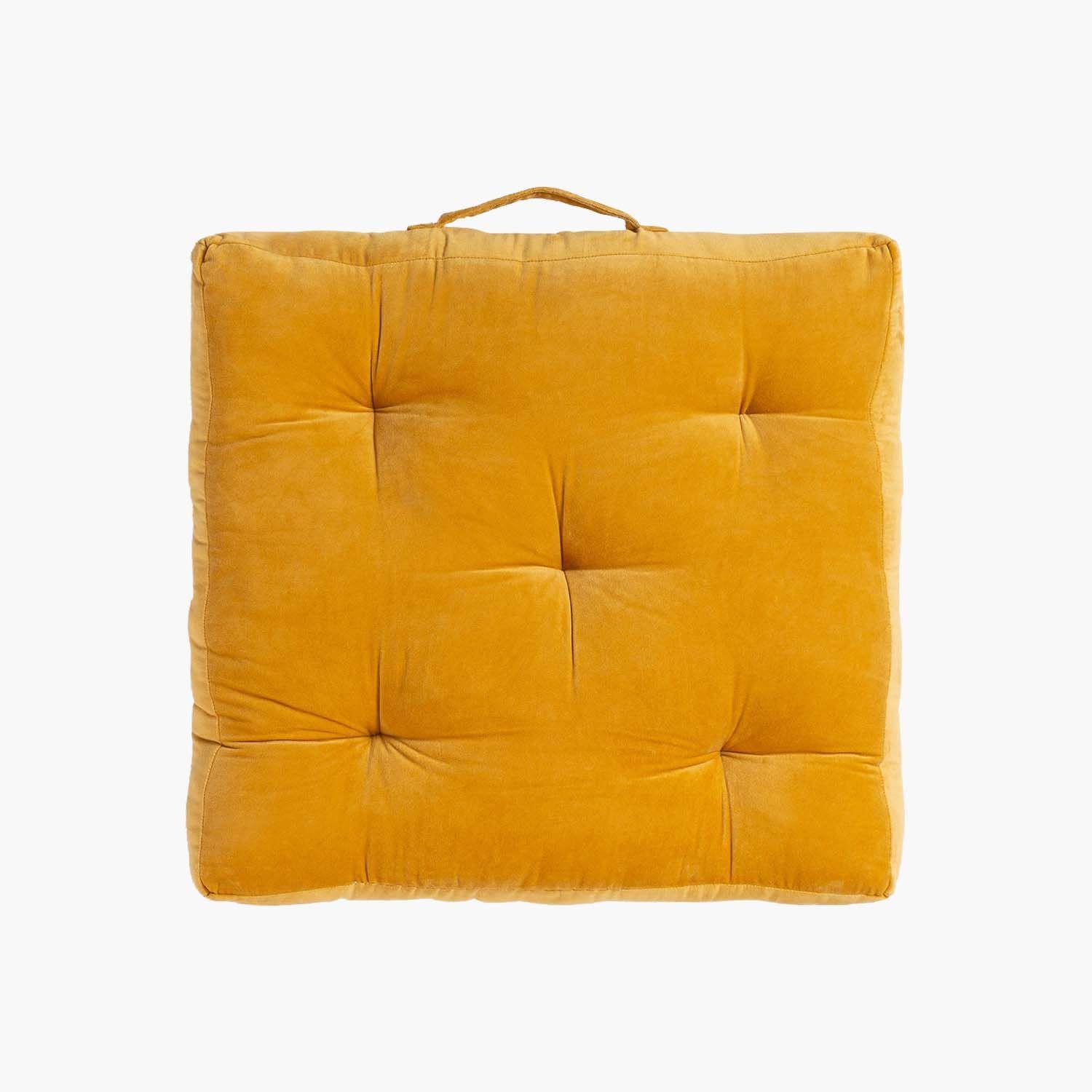 Cojin de suelo Velur 60x60x13 Mostaza-0