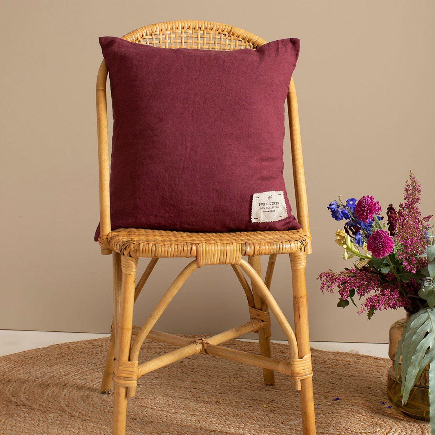 Funda Cojin Lino 45x45 Granate-2