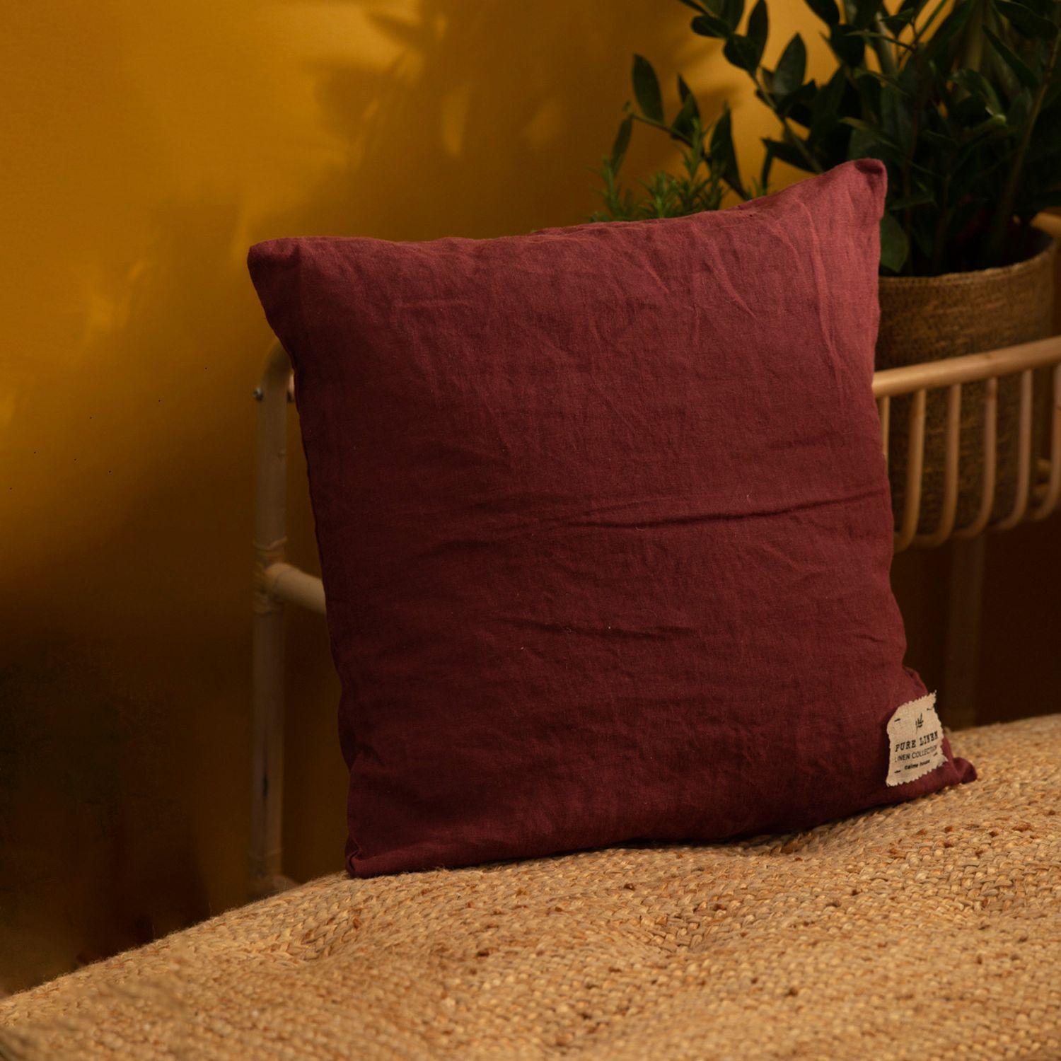 Funda Cojin Lino 45x45 Granate-3