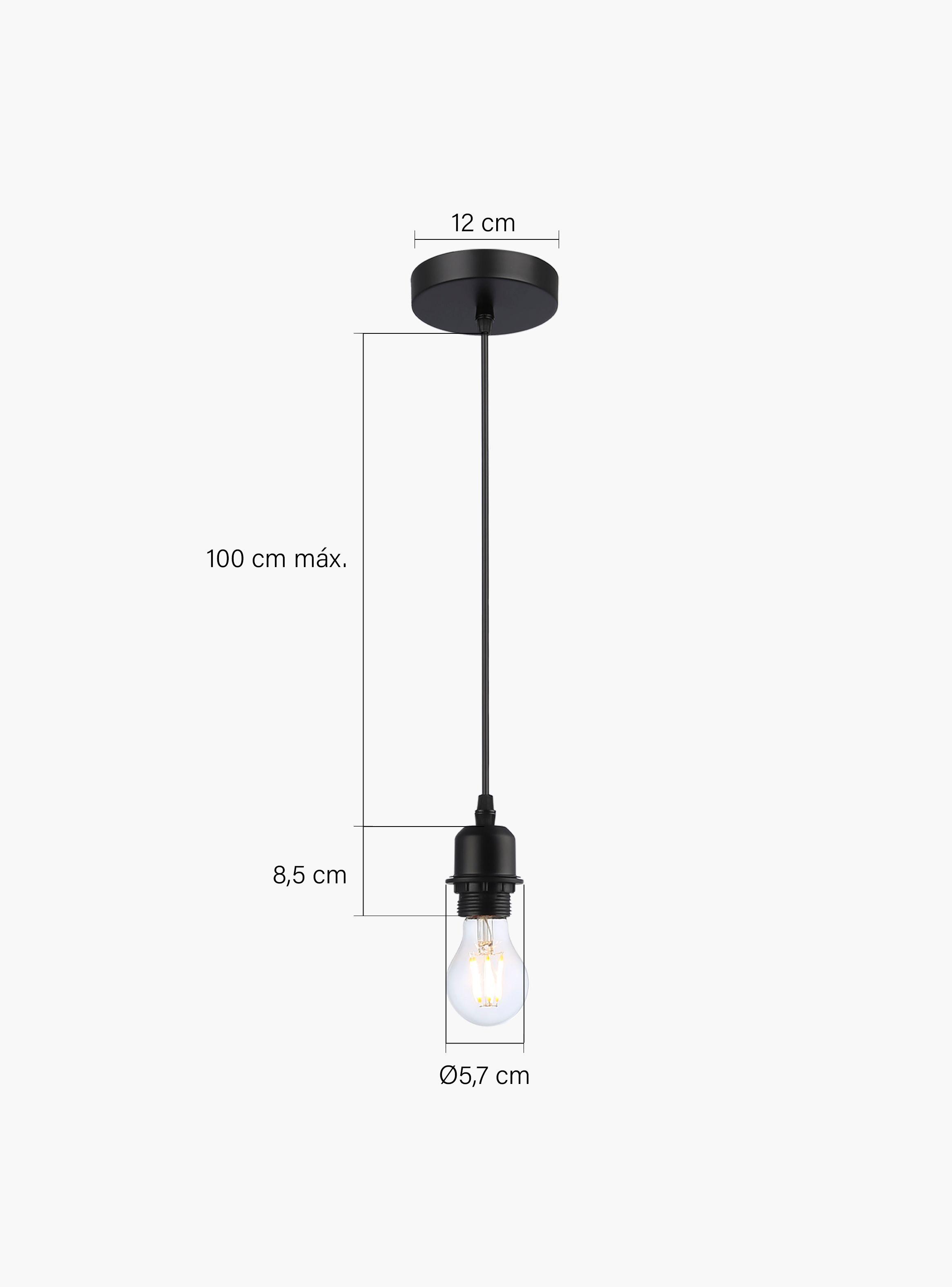 Lámpara de Colgar Soquete Negro-3